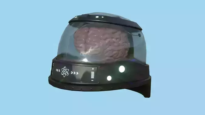 SciFi Brain Helmet 03 Black - Character Design Fashion Low-poly 3D model