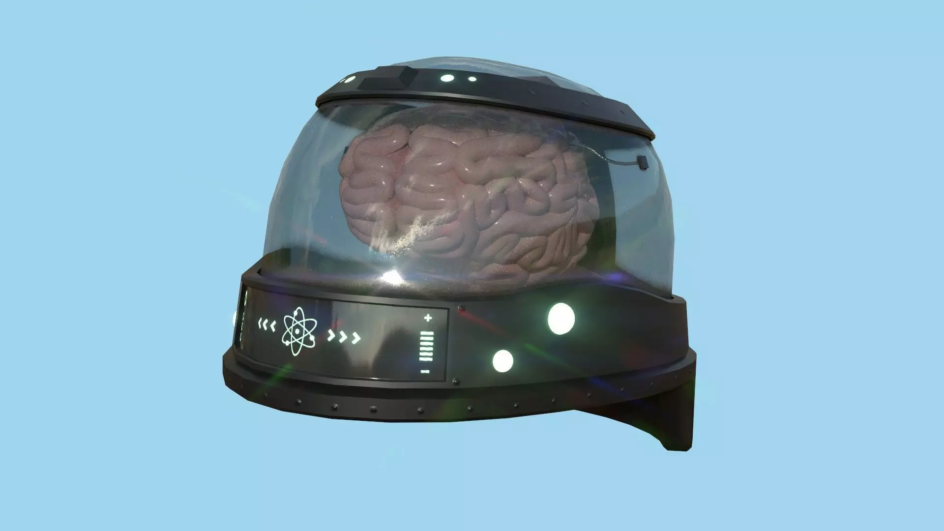 SciFi Brain Helmet 03 Black - Character Design Fashion Low-poly 3D model_0