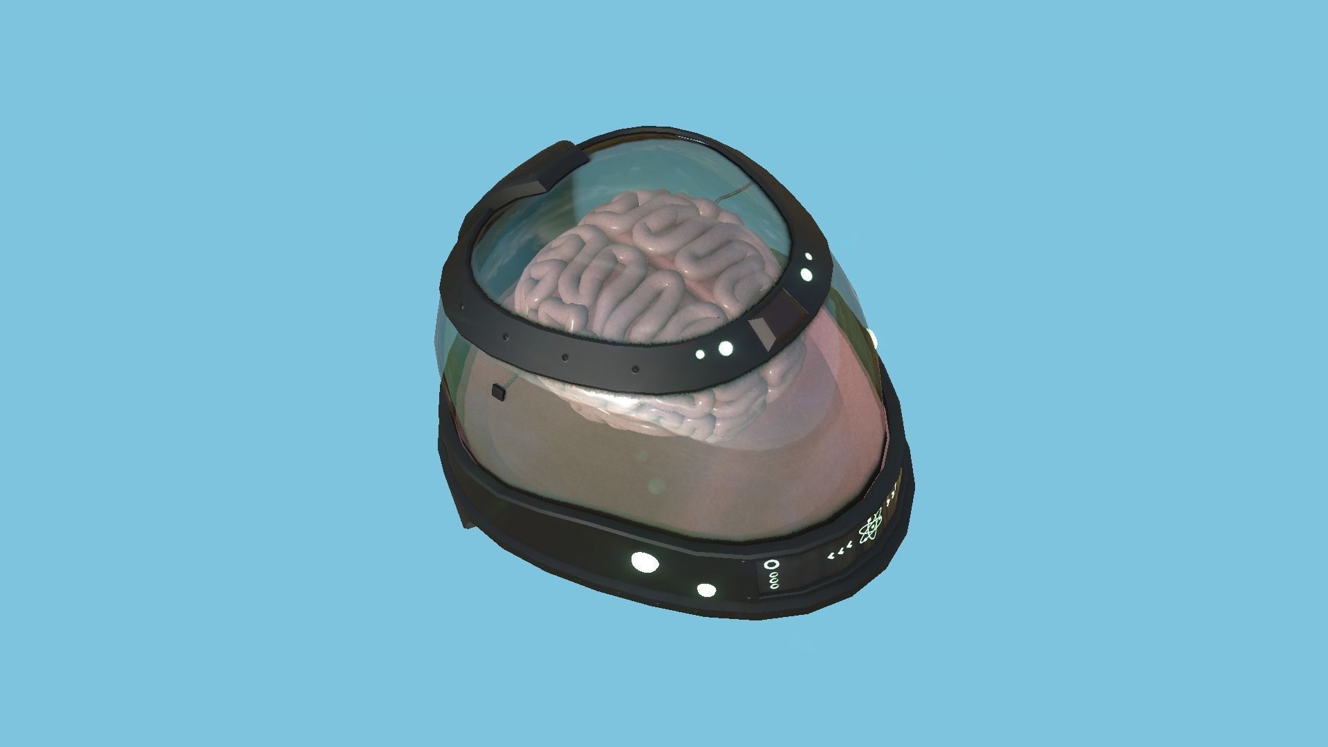 SciFi Brain Helmet 03 Black - Character Design Fashion Low-poly 3D model_2