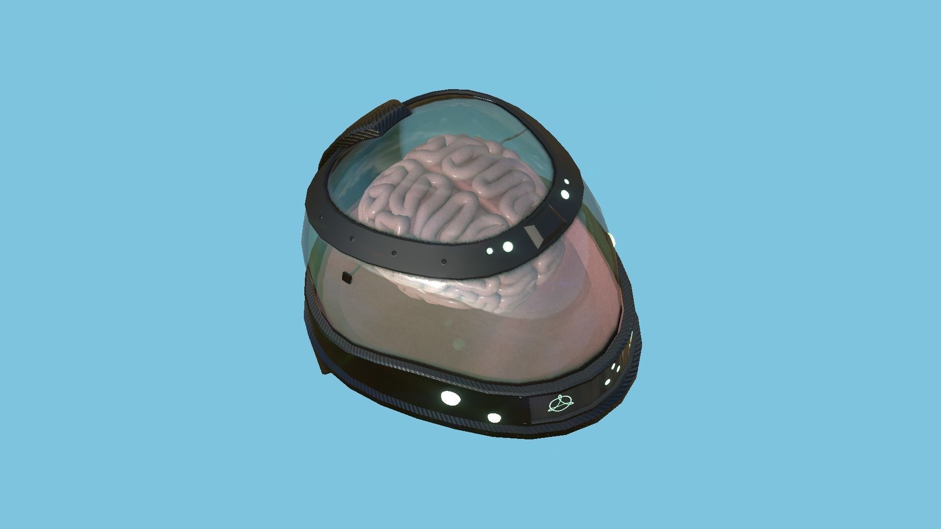 SciFi Brain Helmet 05 Carbon Fiber - Character Design Fashion Low-poly 3D model_2