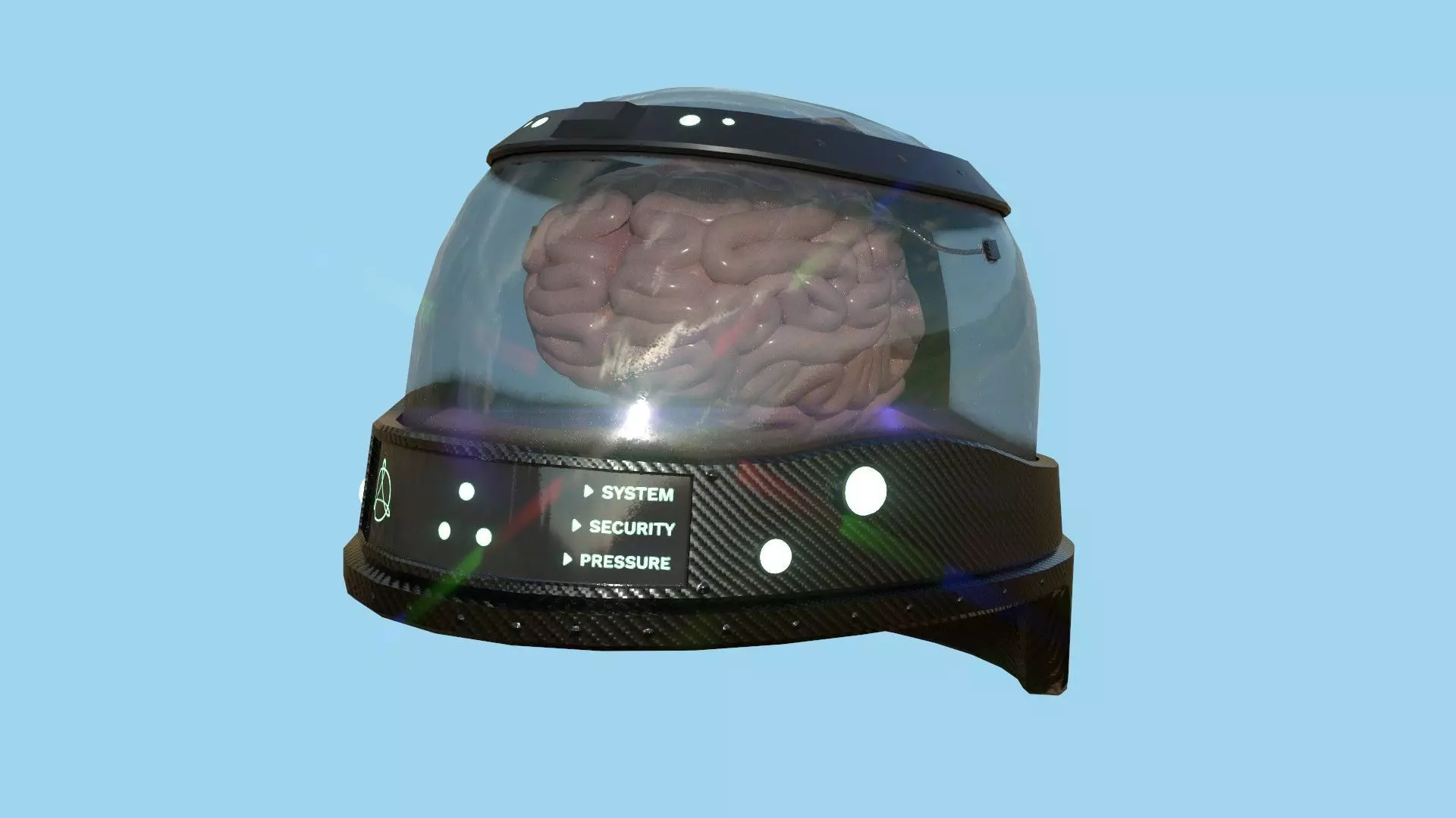 SciFi Brain Helmet 05 Carbon Fiber - Character Design Fashion Low-poly 3D model_0