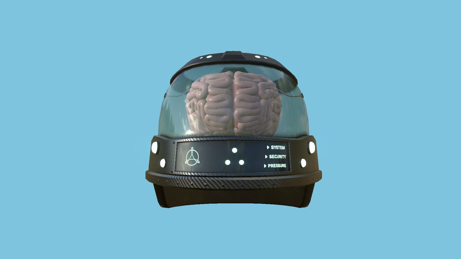 SciFi Brain Helmet 05 Carbon Fiber - Character Design Fashion Low-poly 3D model_1