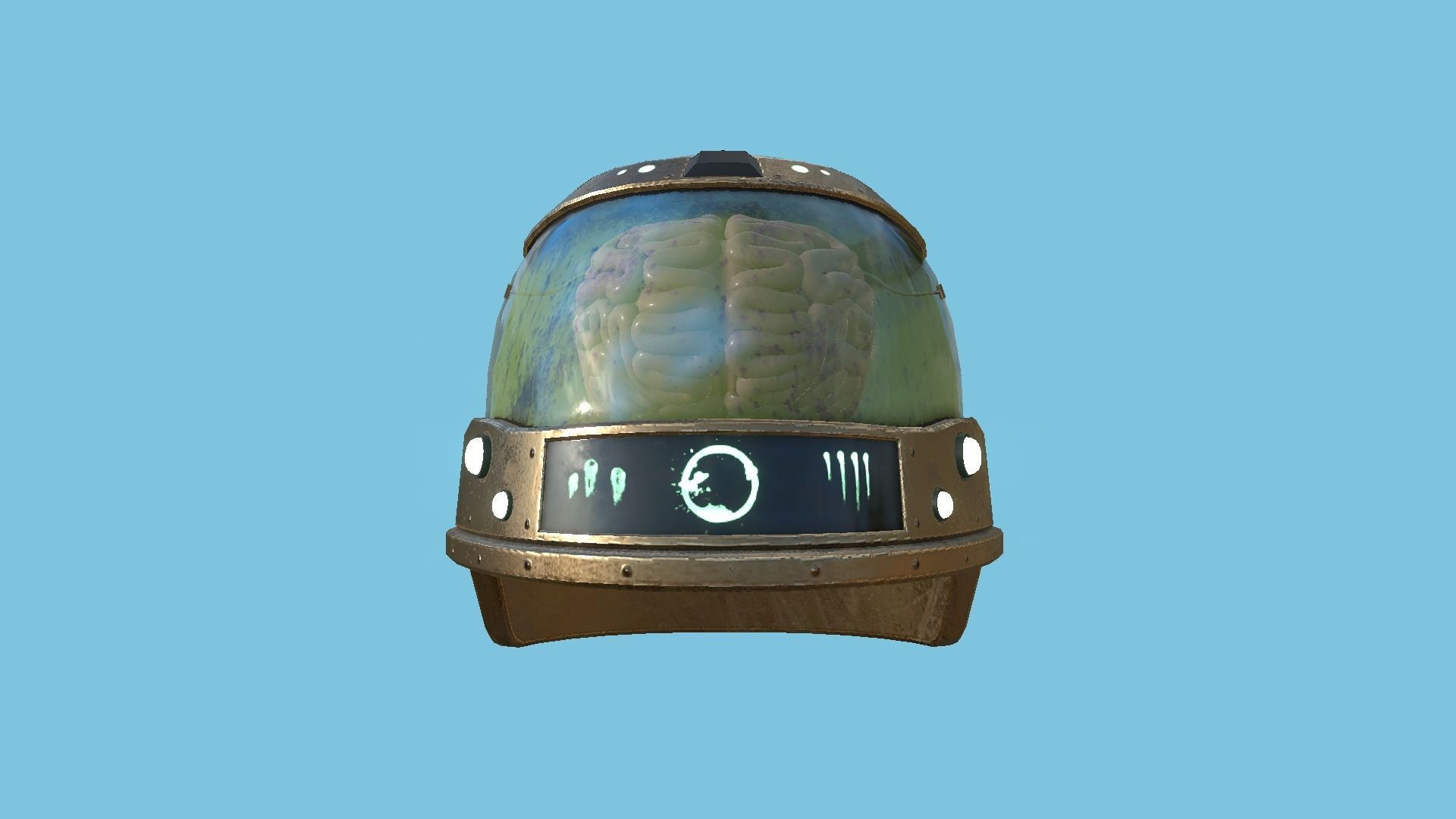 SciFi Brain Helmet 06 Bronze Dirt - Character Design Fashion Low-poly 3D model_1