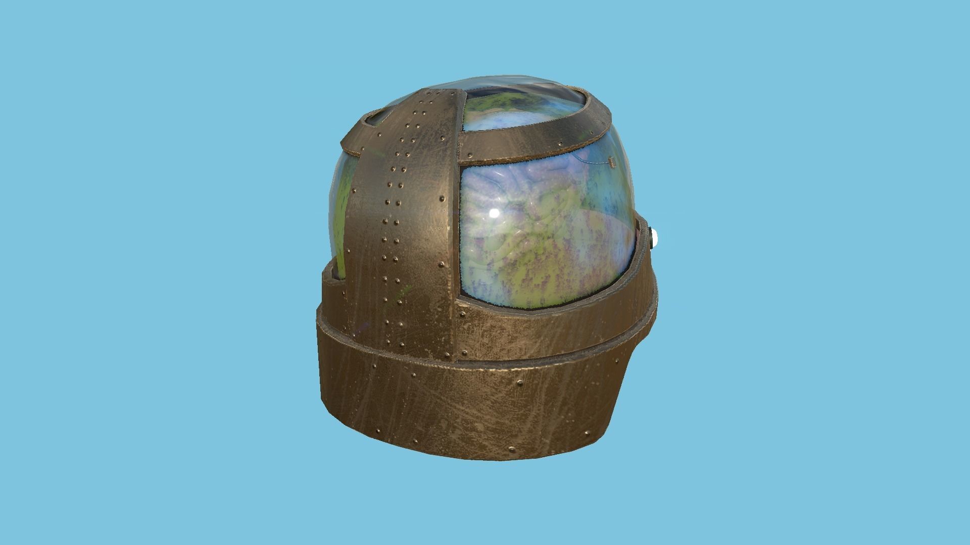 SciFi Brain Helmet 06 Bronze Dirt - Character Design Fashion Low-poly 3D model_3