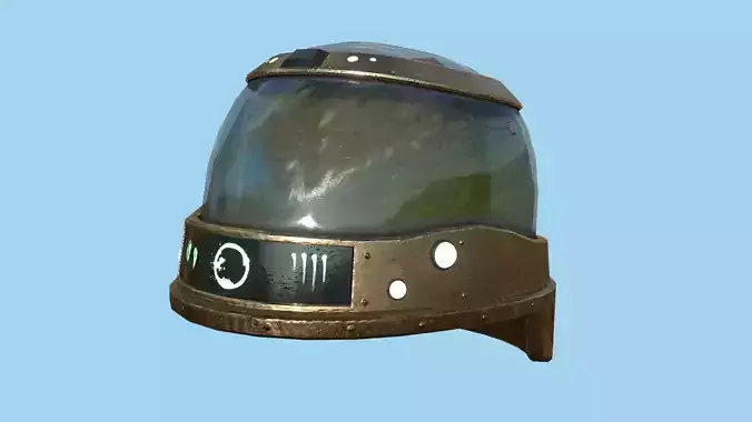 SciFi Brain Helmet 06 Bronze Dirt - Character Design Fashion Low-poly 3D model