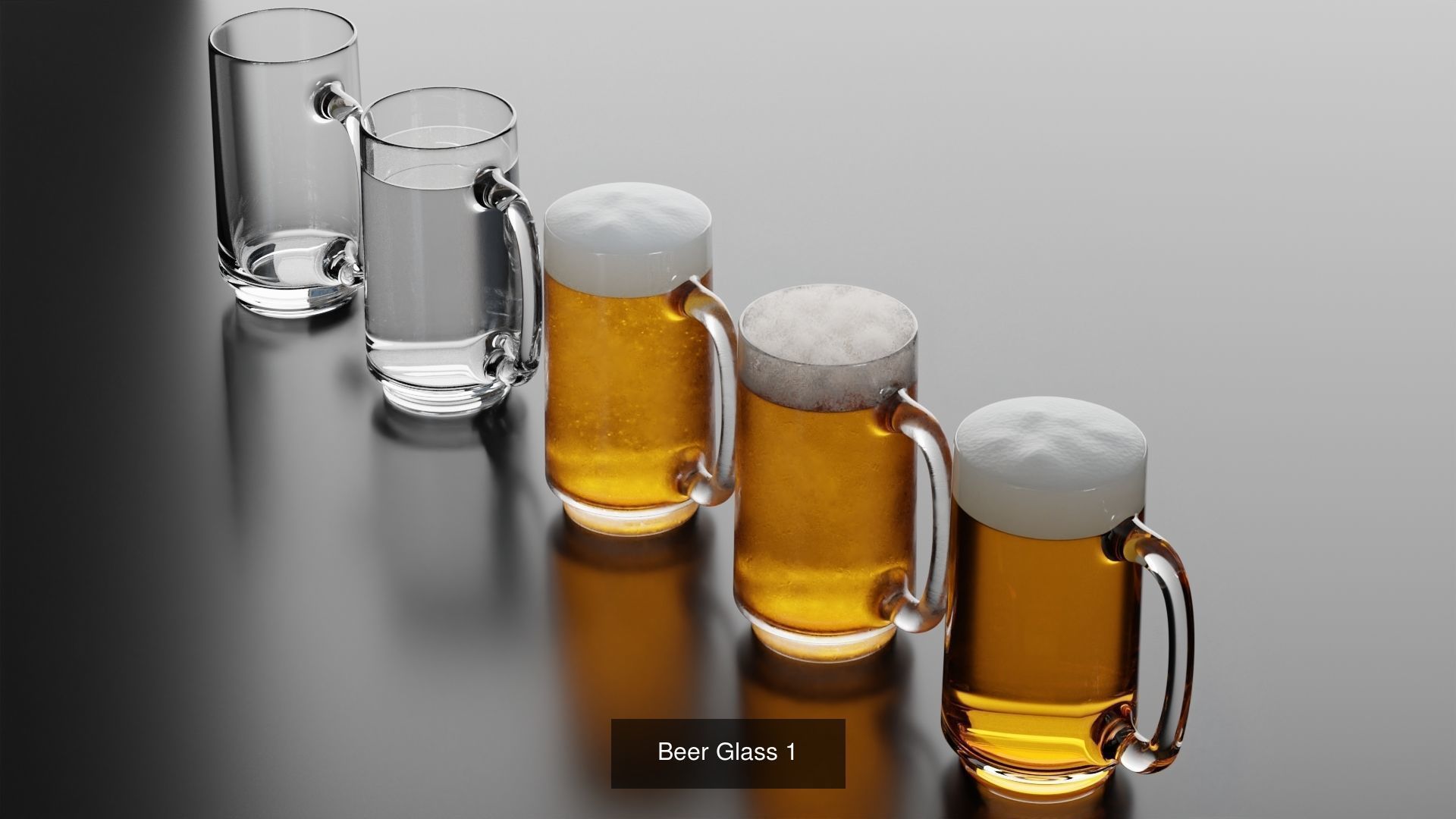 Beer glasses set 3D Model Collection_2