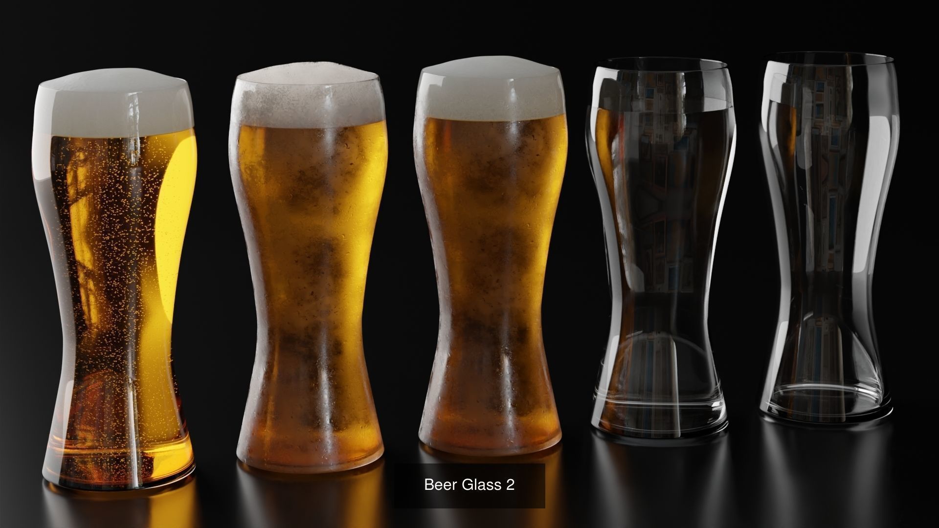 Beer glasses set 3D Model Collection_3
