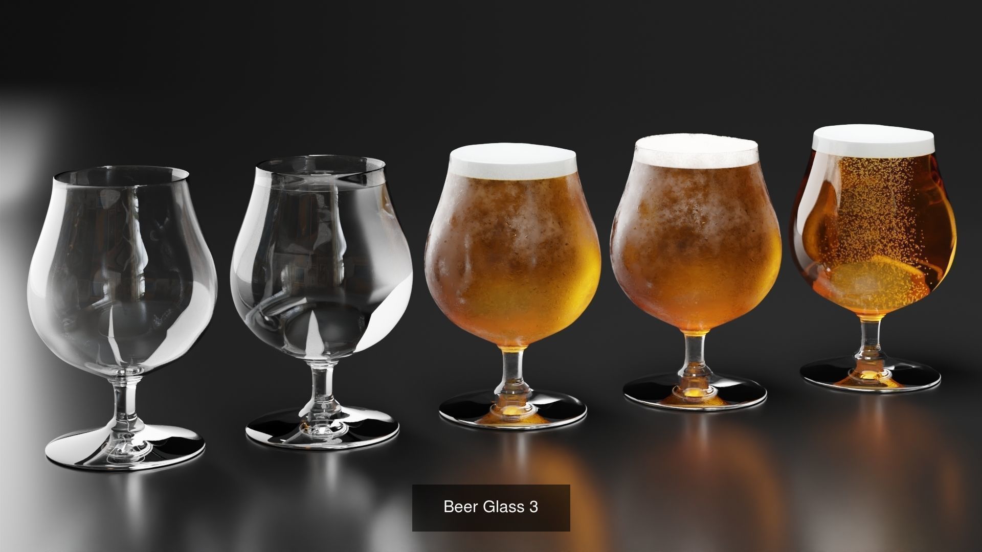 Beer glasses set 3D Model Collection_4
