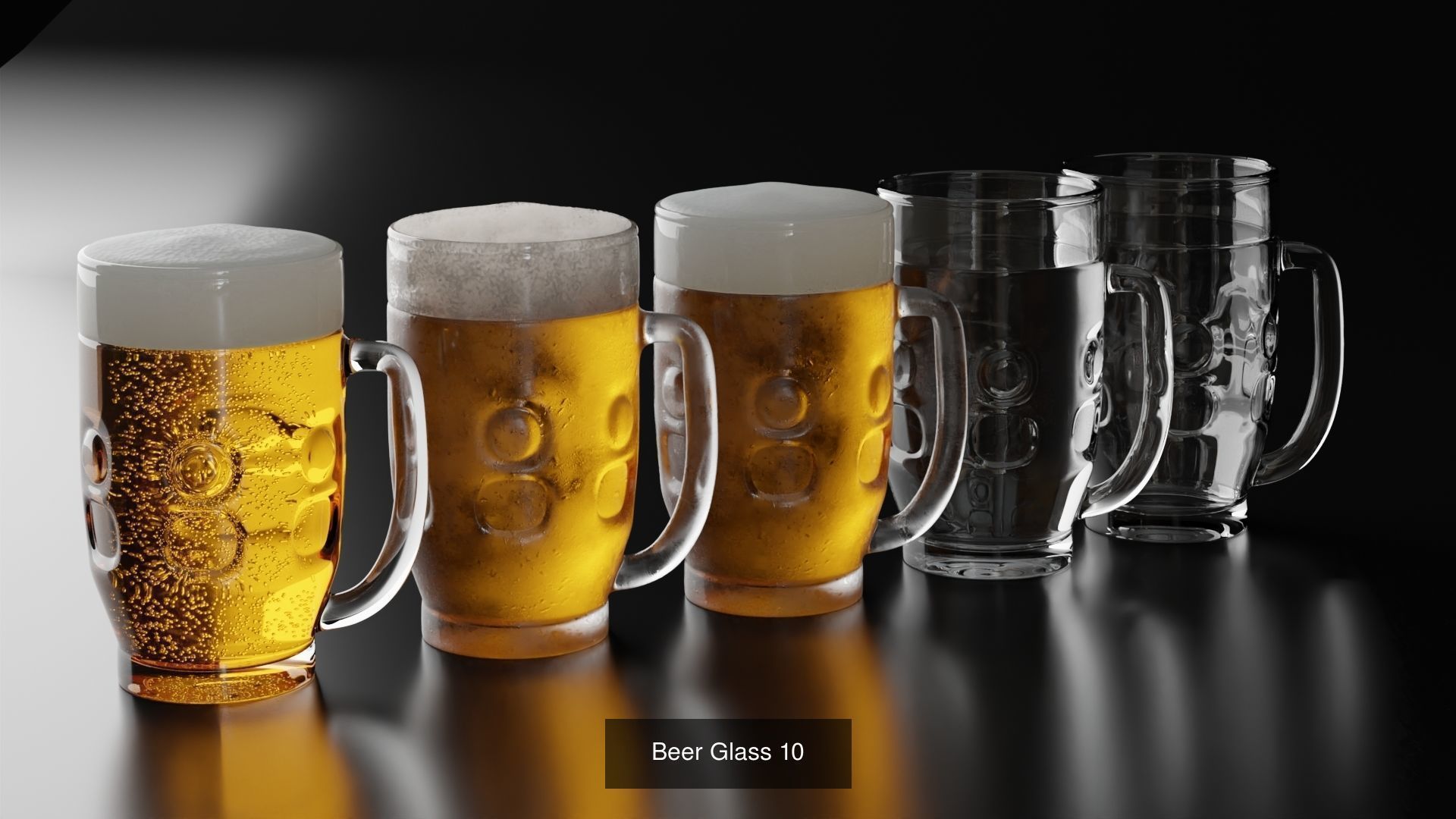 Beer glasses set 3D Model Collection_11