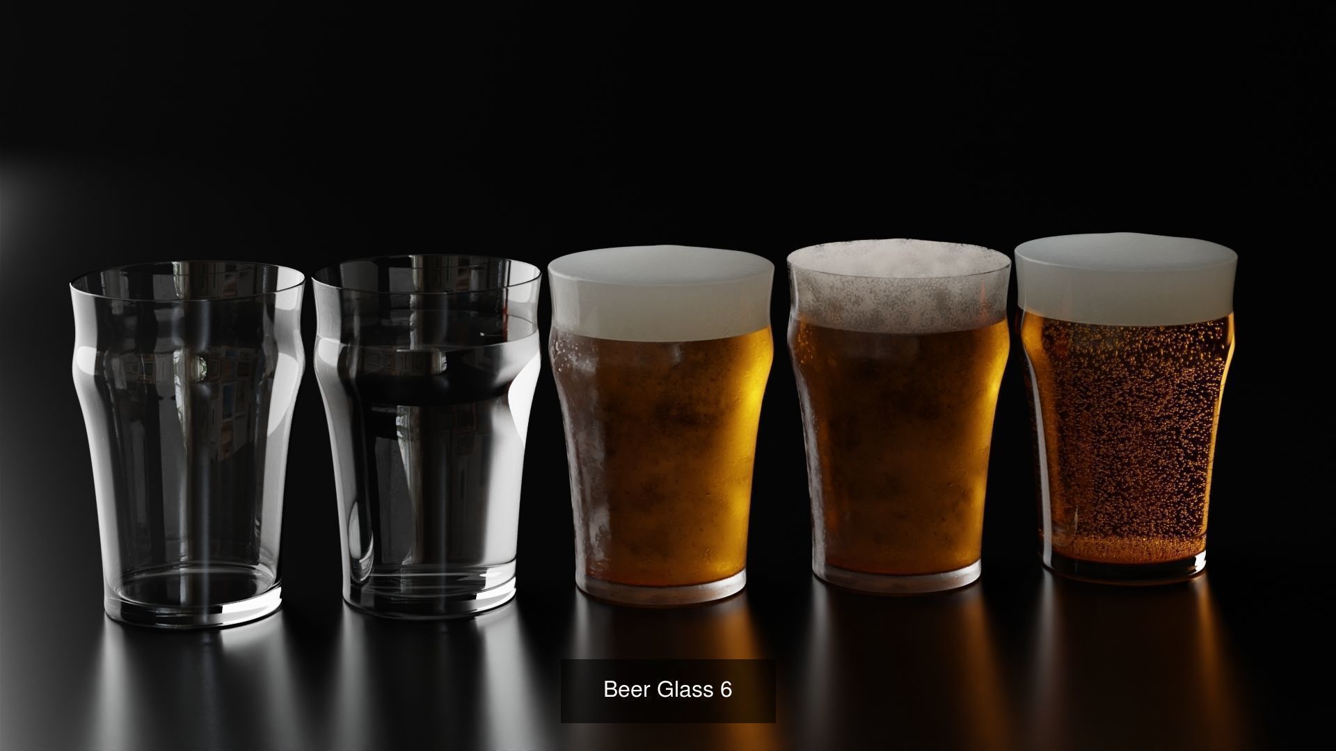 Beer glasses set 3D Model Collection_7