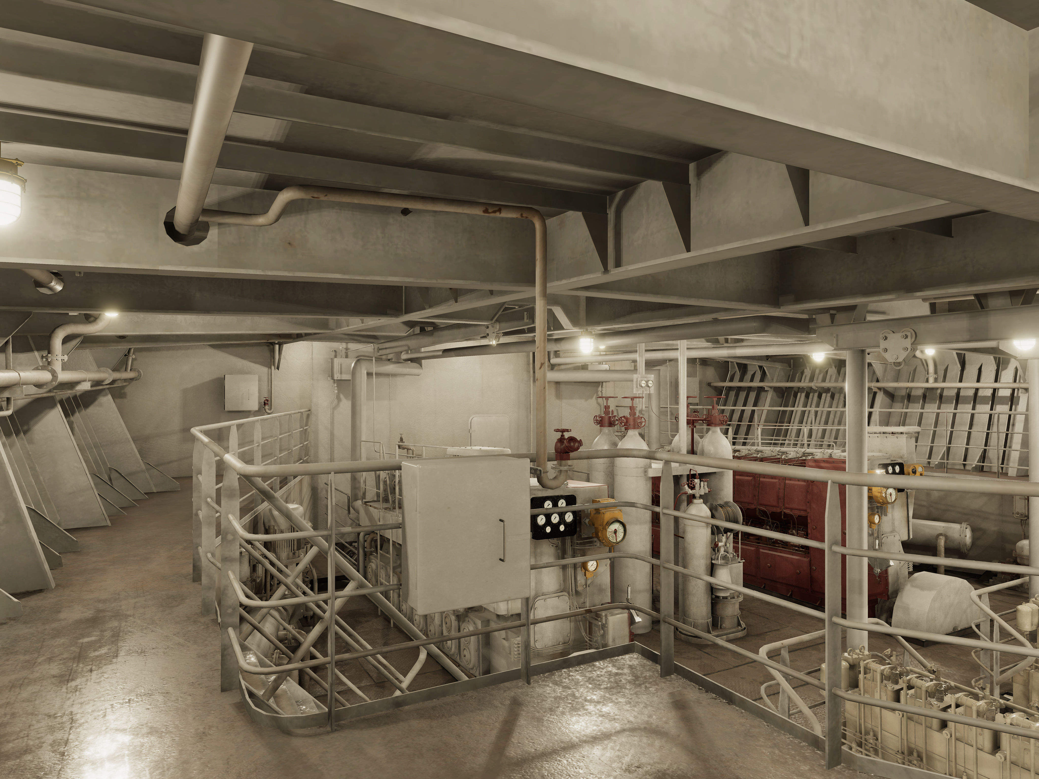 Vessel engine compartment Low-poly 3D model_2