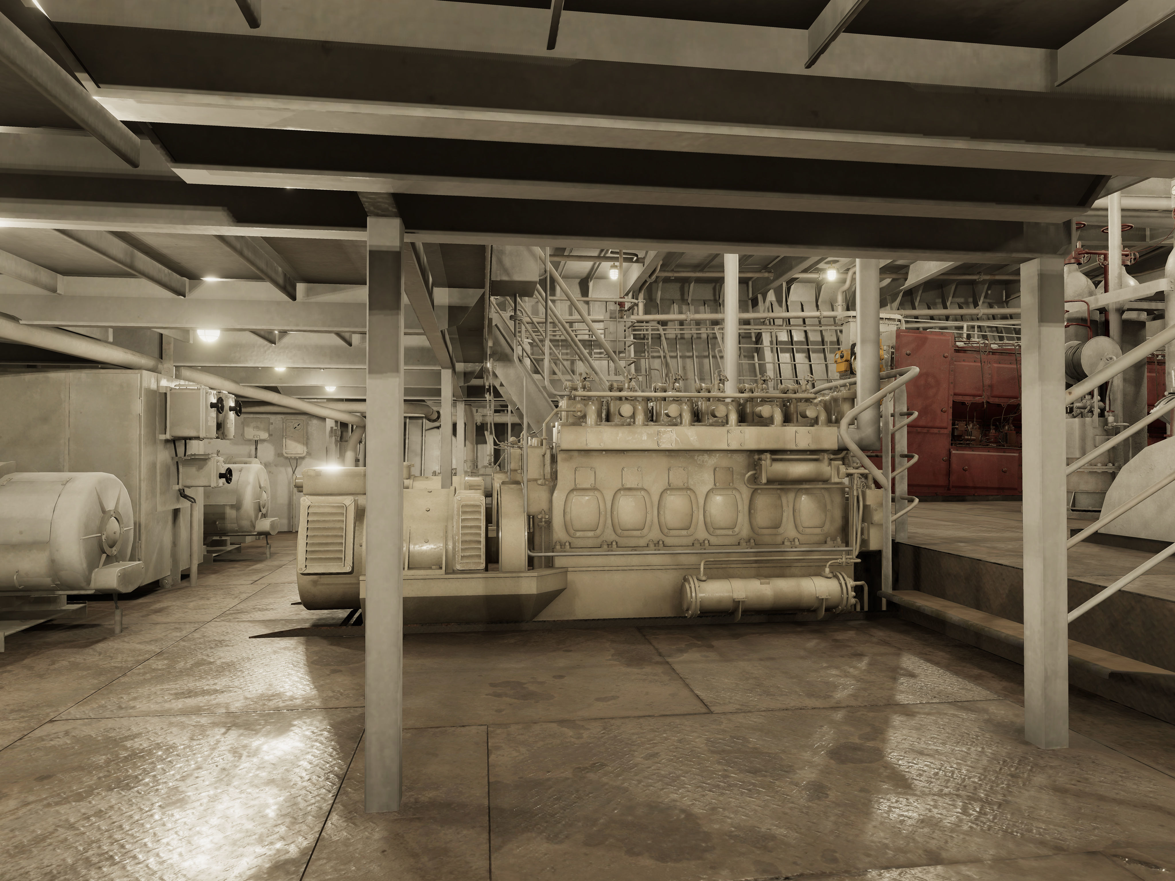 Vessel engine compartment Low-poly 3D model_10