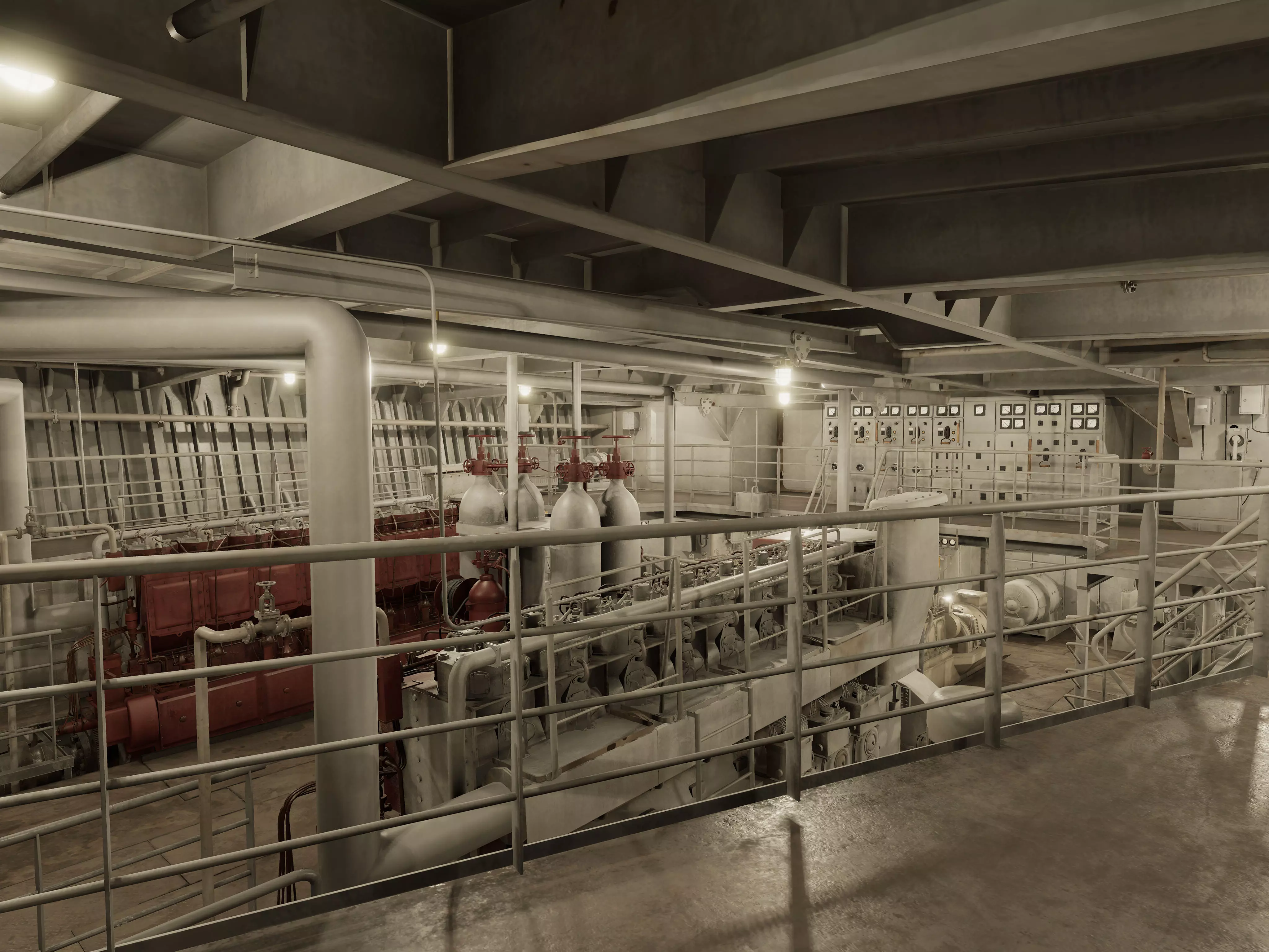 Vessel engine compartment Low-poly 3D model_0