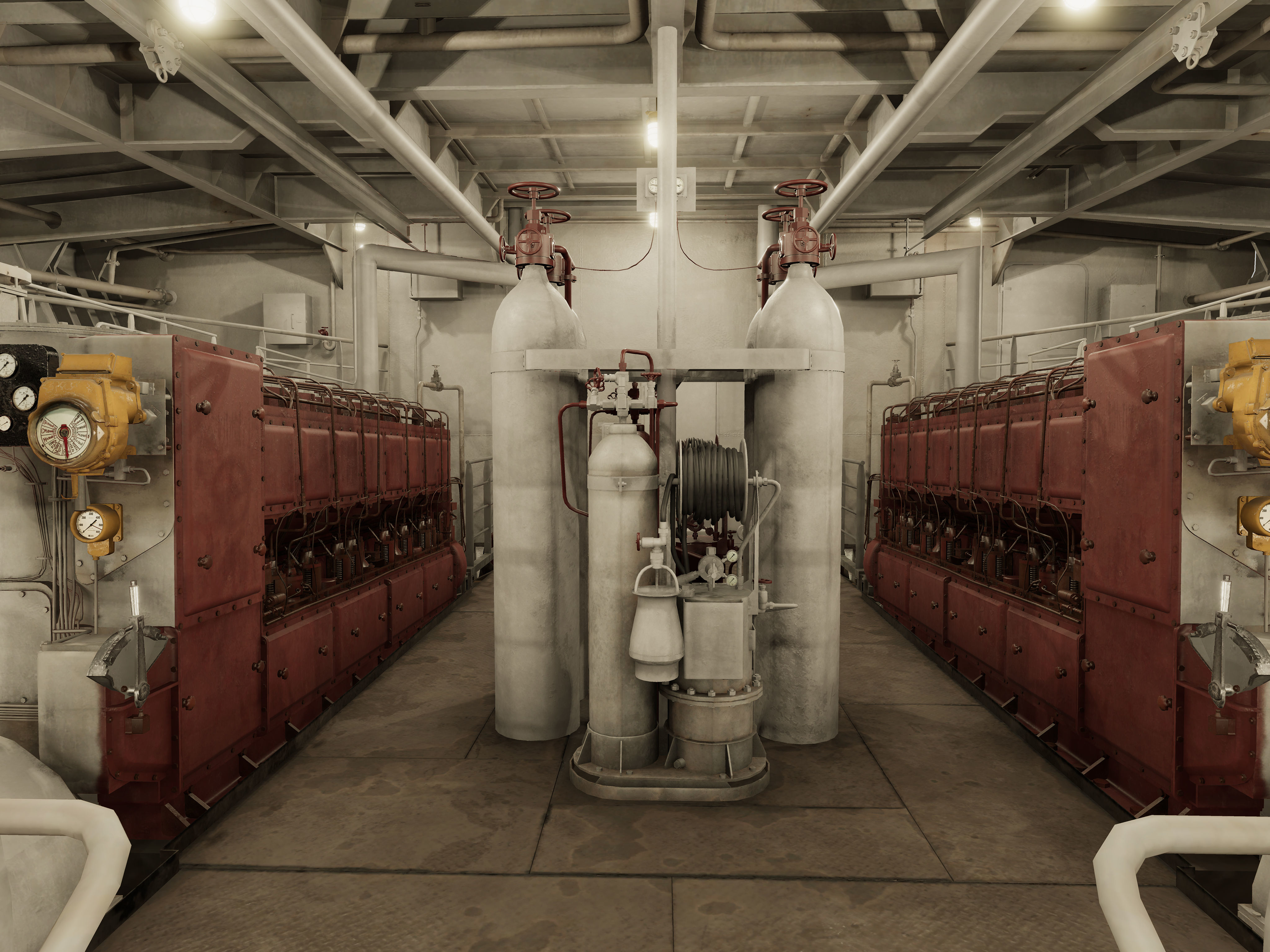 Vessel engine compartment Low-poly 3D model_5