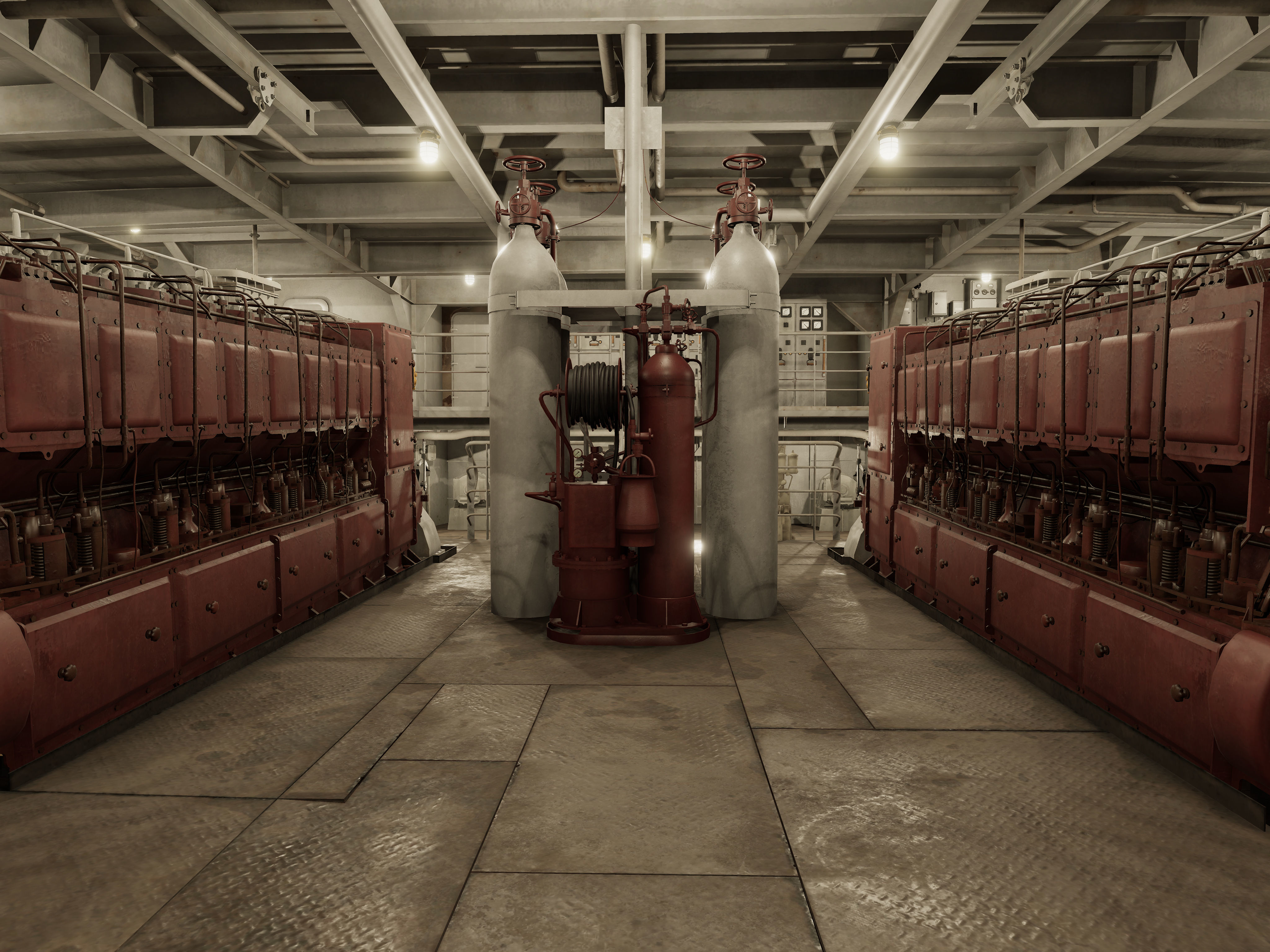 Vessel engine compartment Low-poly 3D model_6