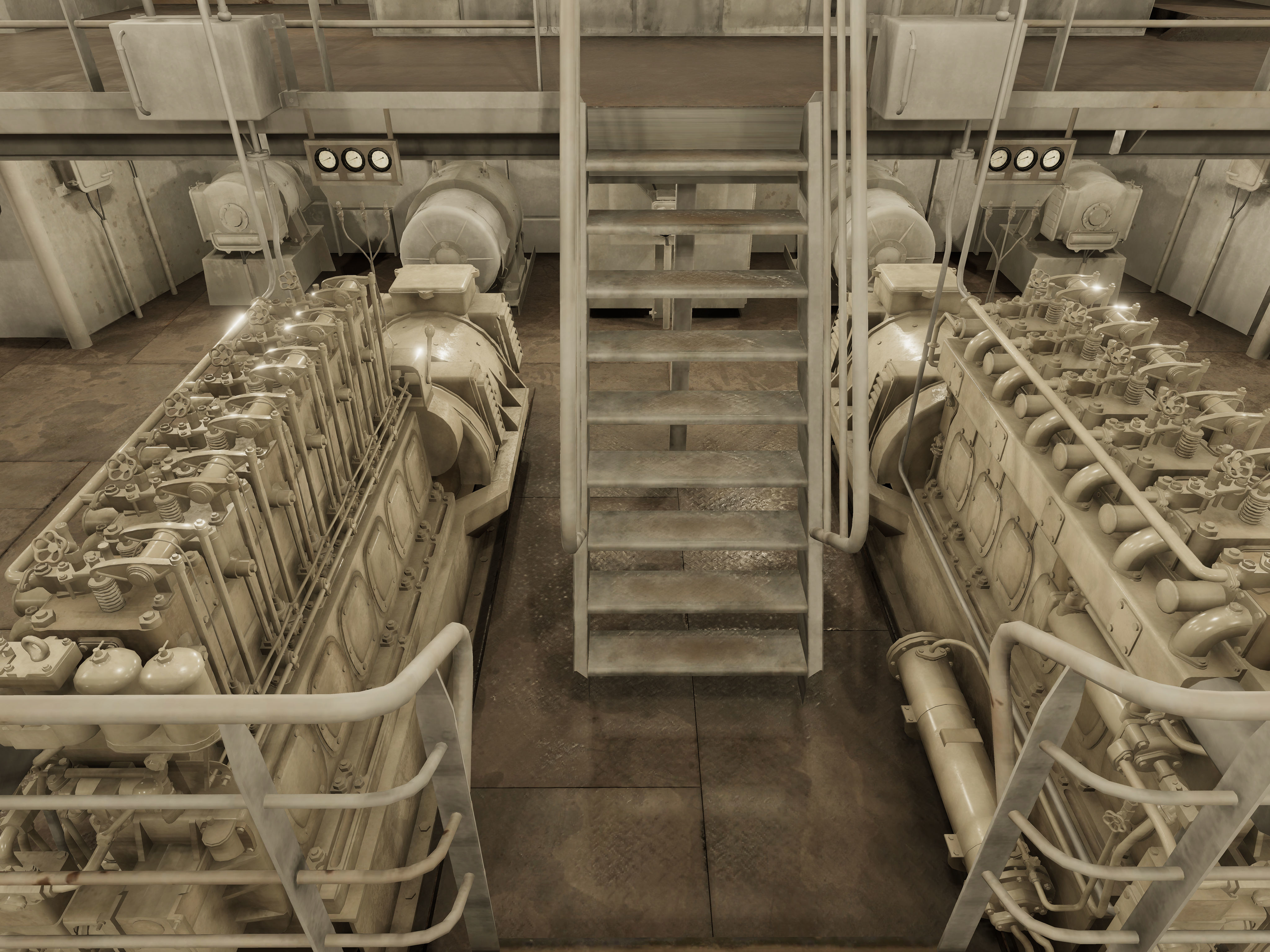 Vessel engine compartment Low-poly 3D model_12