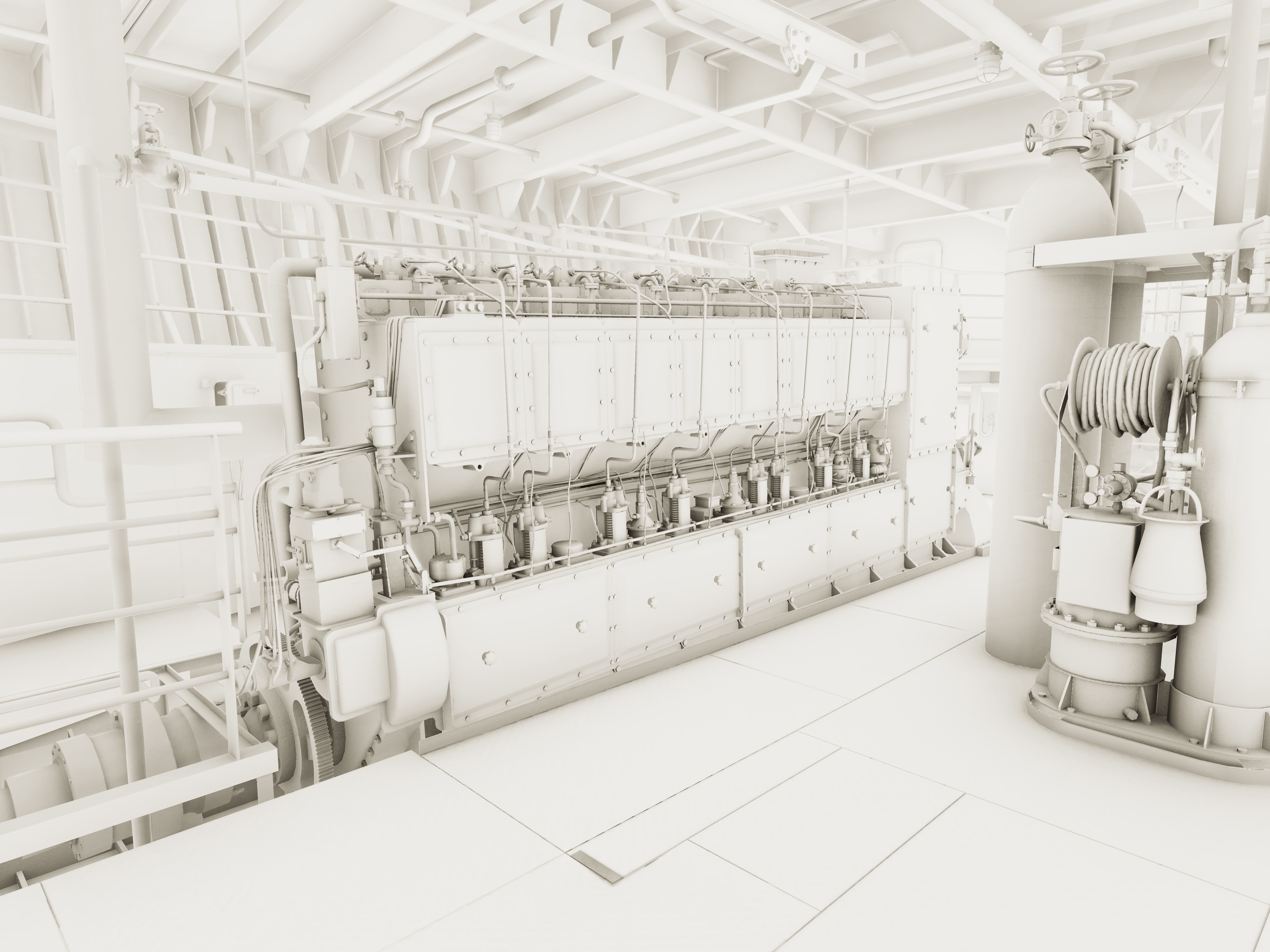 Vessel engine compartment Low-poly 3D model_16