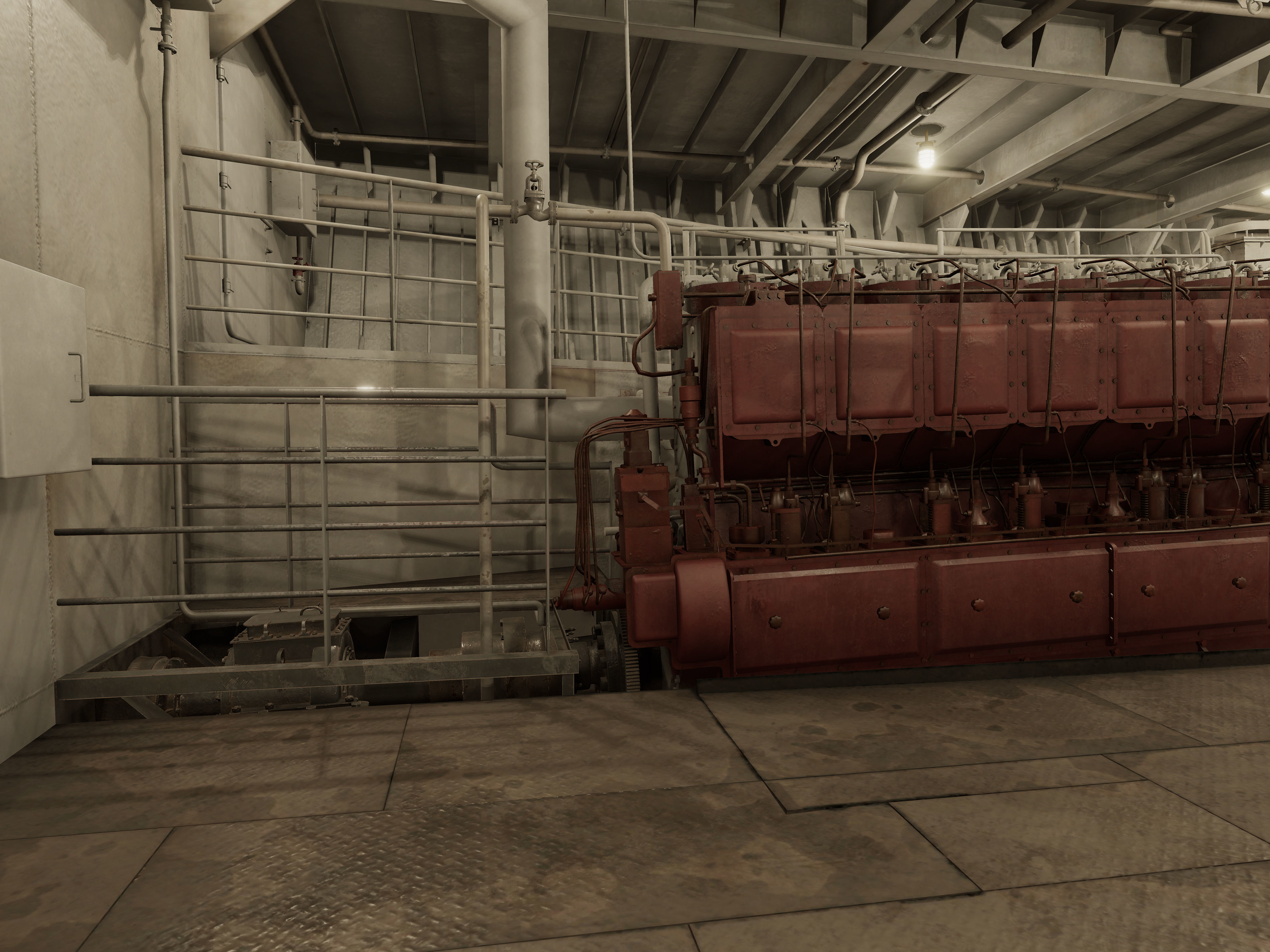 Vessel engine compartment Low-poly 3D model_7