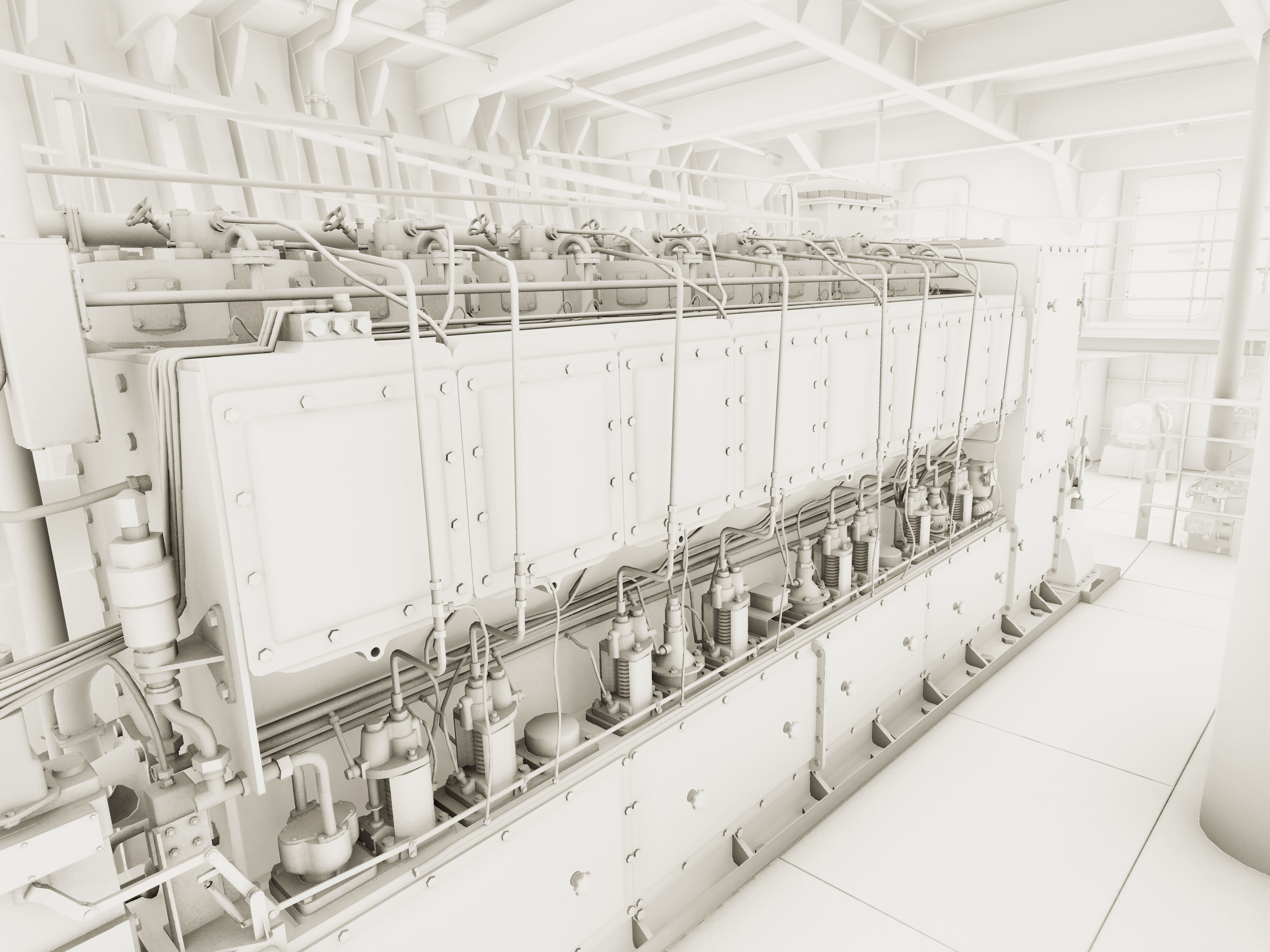 Vessel engine compartment Low-poly 3D model_17
