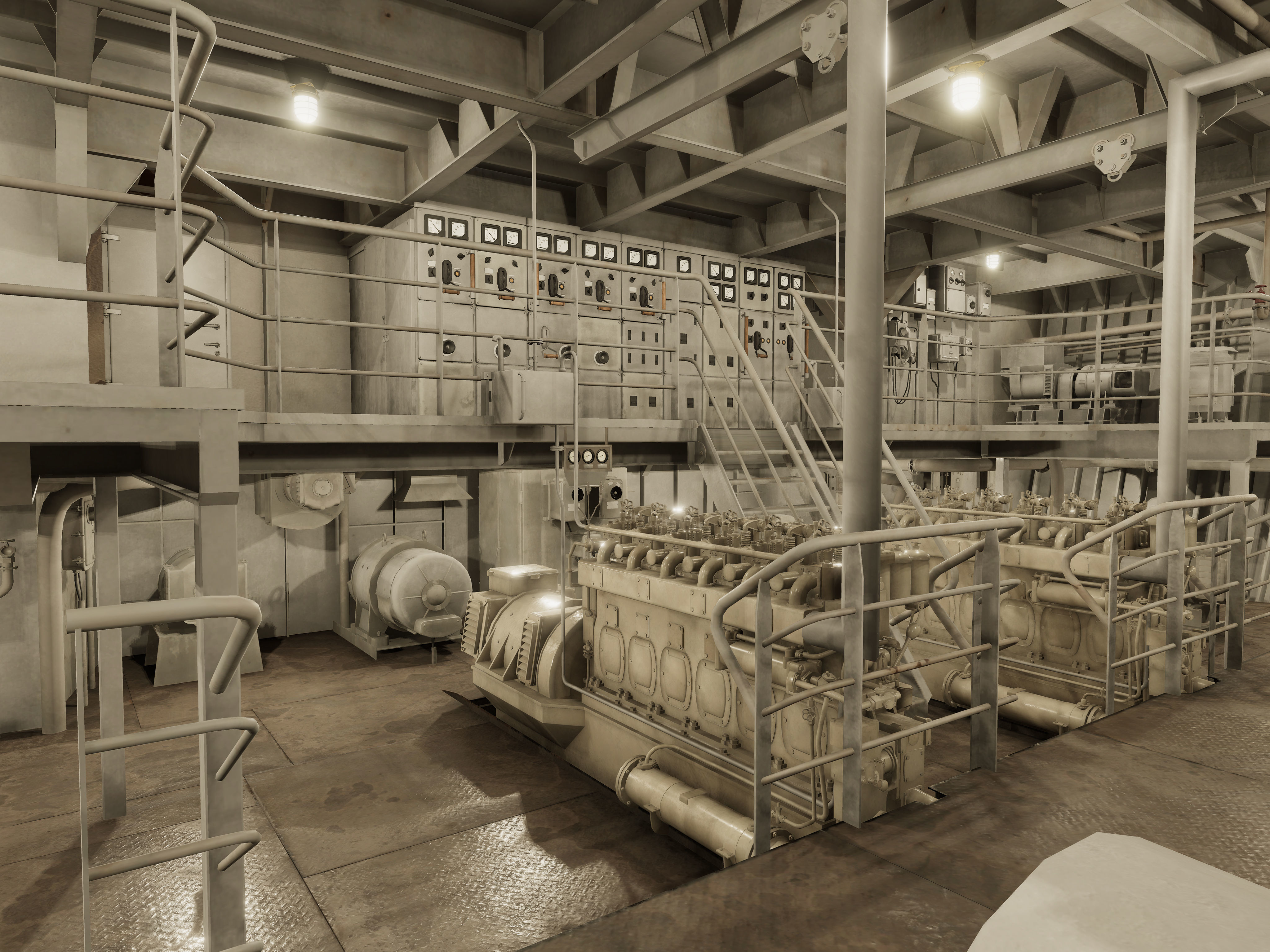 Vessel engine compartment Low-poly 3D model_11