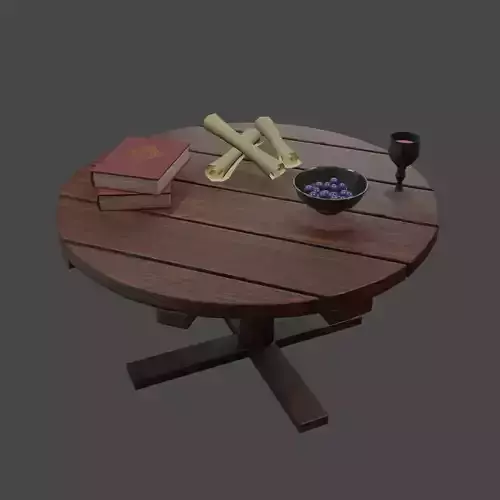 Medieval Wood Table and Items