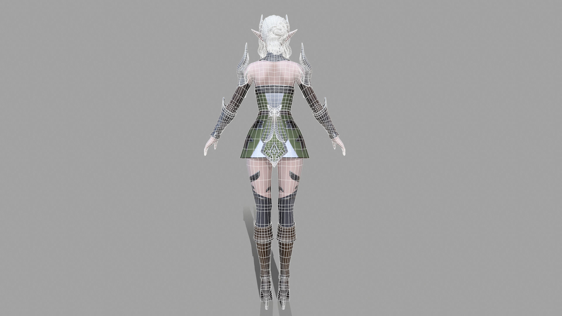 Silvia female elf in armor Low-poly 3D model_16