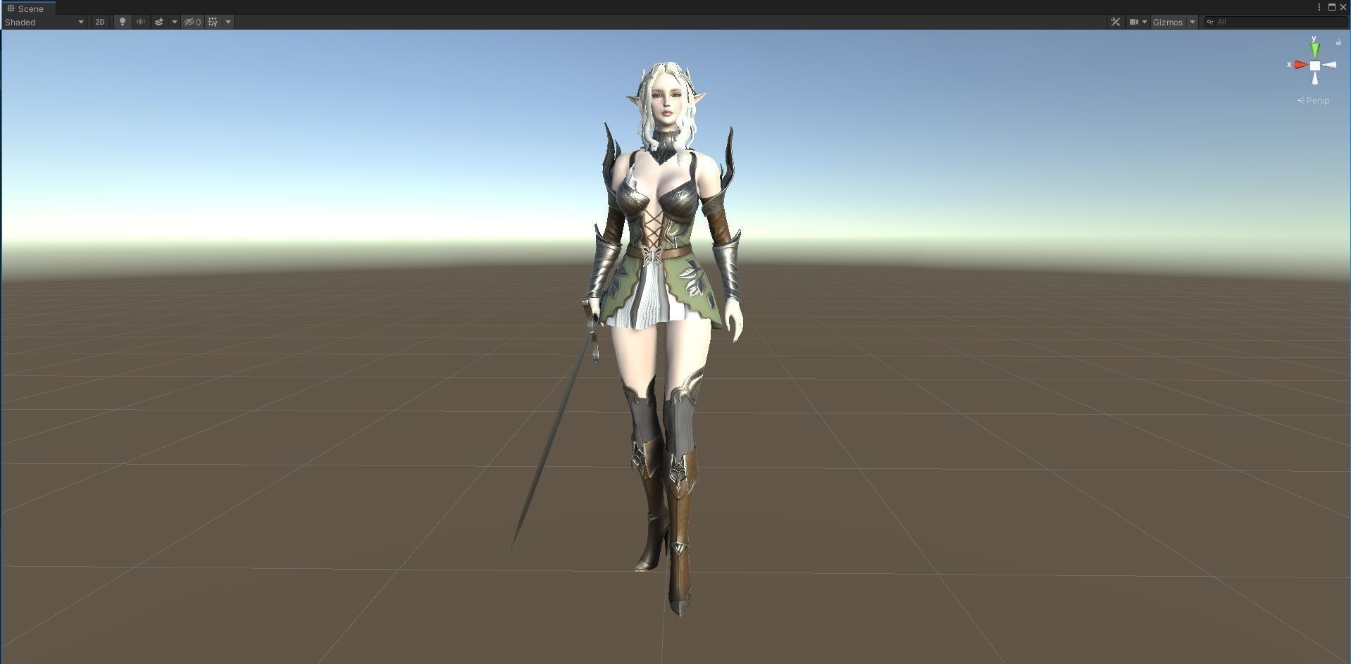 Silvia female elf in armor Low-poly 3D model_21