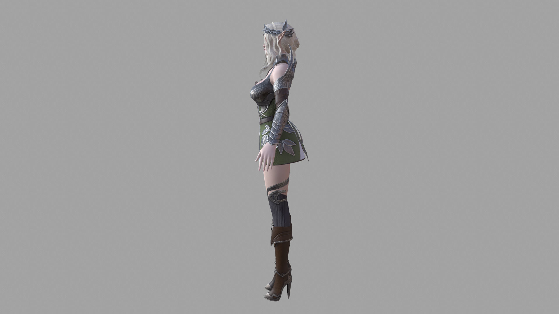 Silvia female elf in armor Low-poly 3D model_12