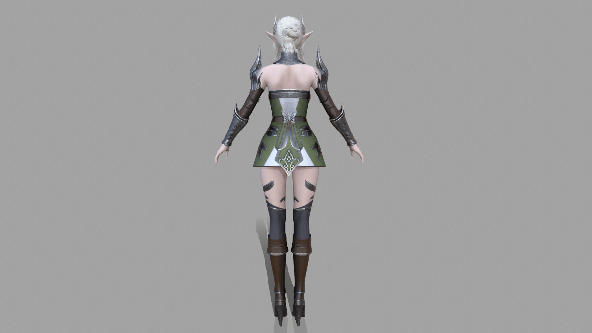 Silvia female elf in armor Low-poly 3D model_13