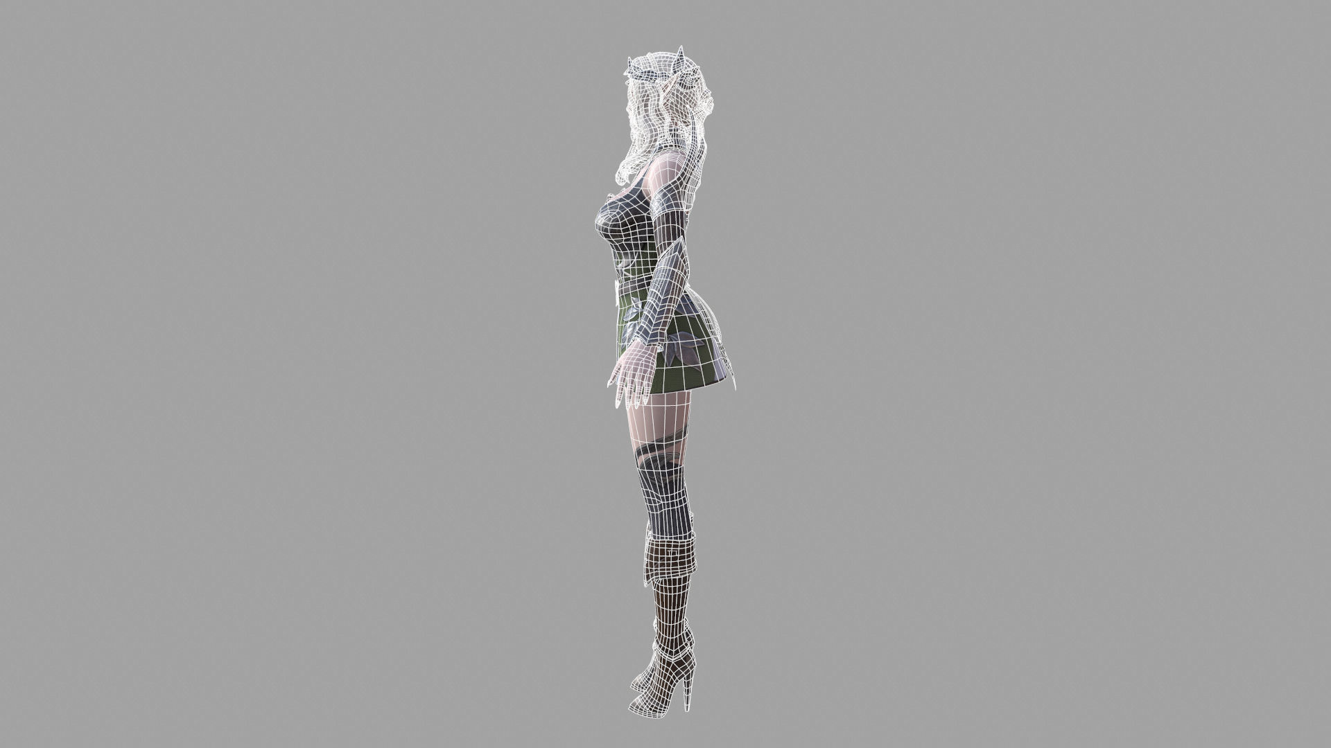 Silvia female elf in armor Low-poly 3D model_15