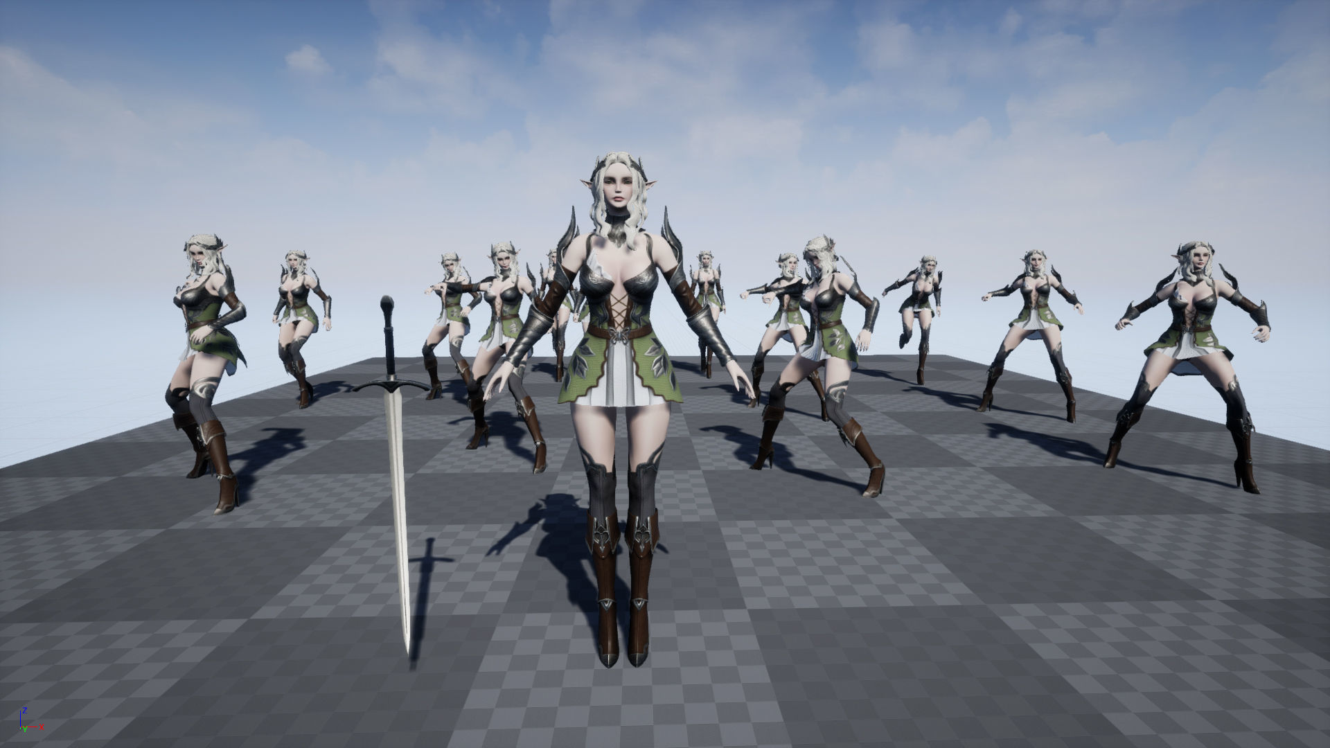 Silvia female elf in armor Low-poly 3D model_20