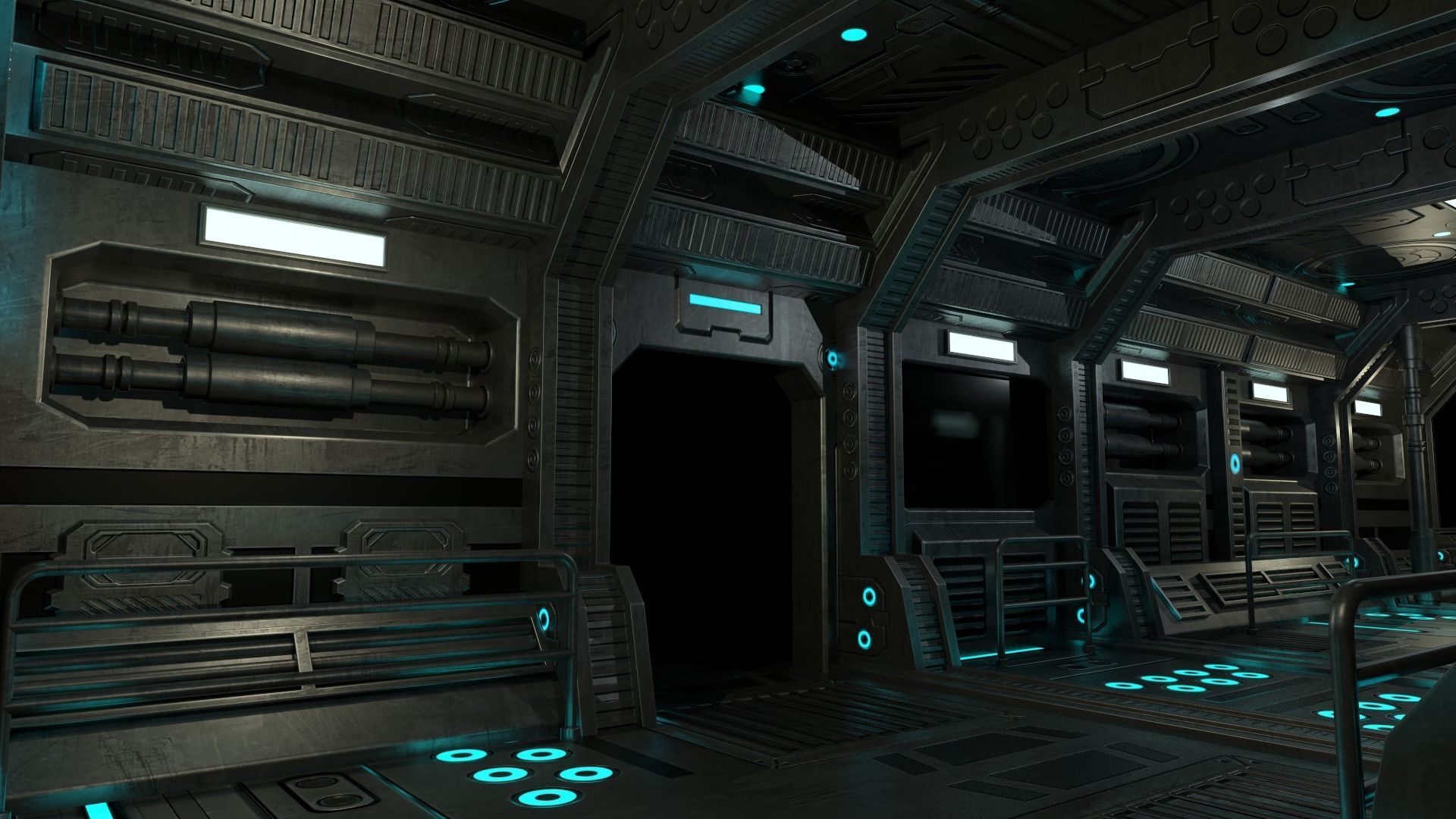Sci-Fi Modular Hallway Low-poly 3D model Low-poly 3D model_5