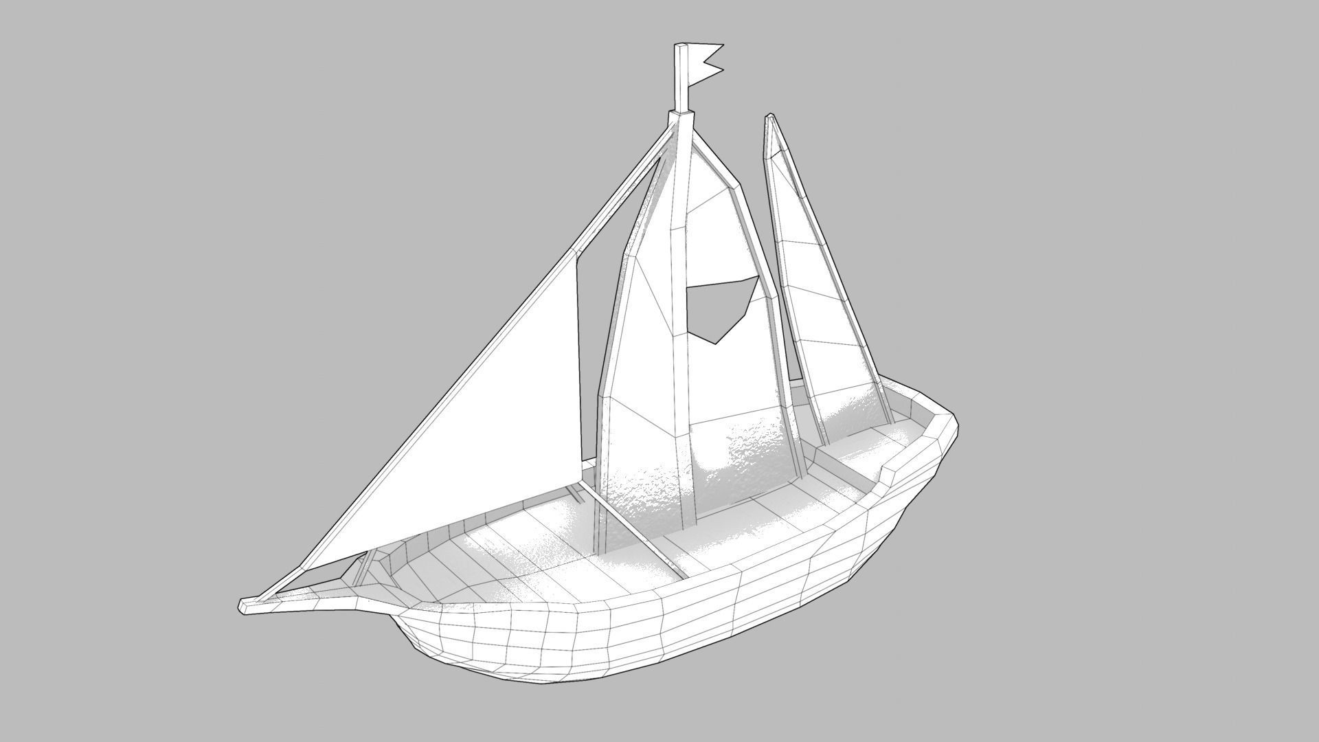 Realistic PBR low poly Brig Low-poly 3d model sailboat in oce... Low-poly 3D model_2