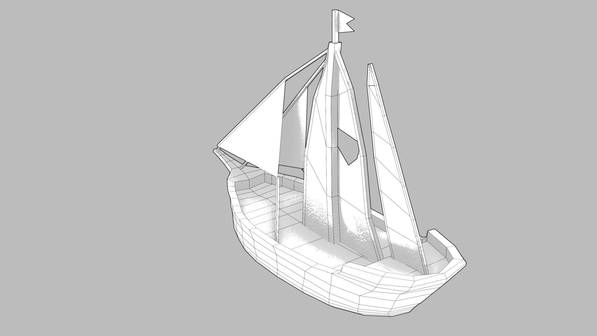 Realistic PBR low poly Brig Low-poly 3d model sailboat in oce... Low-poly 3D model_7