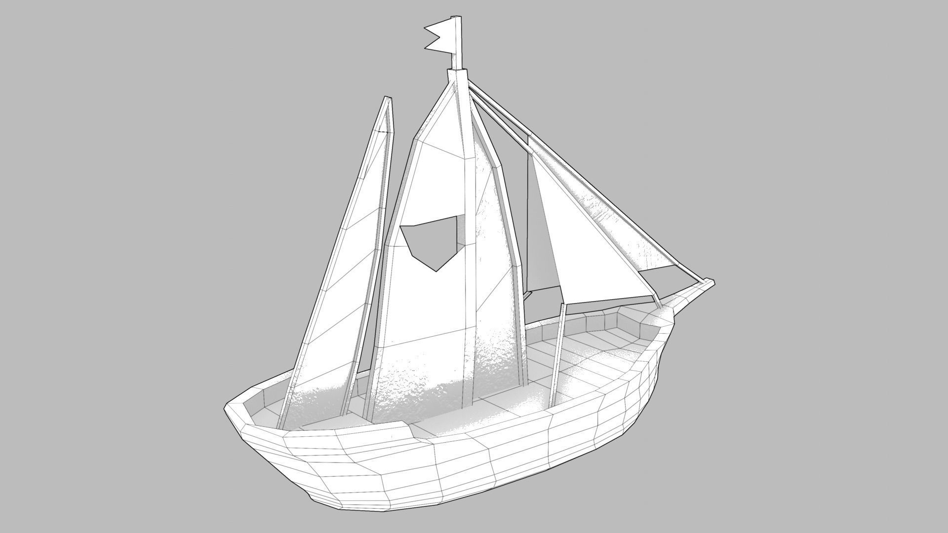 Realistic PBR low poly Brig Low-poly 3d model sailboat in oce... Low-poly 3D model_5