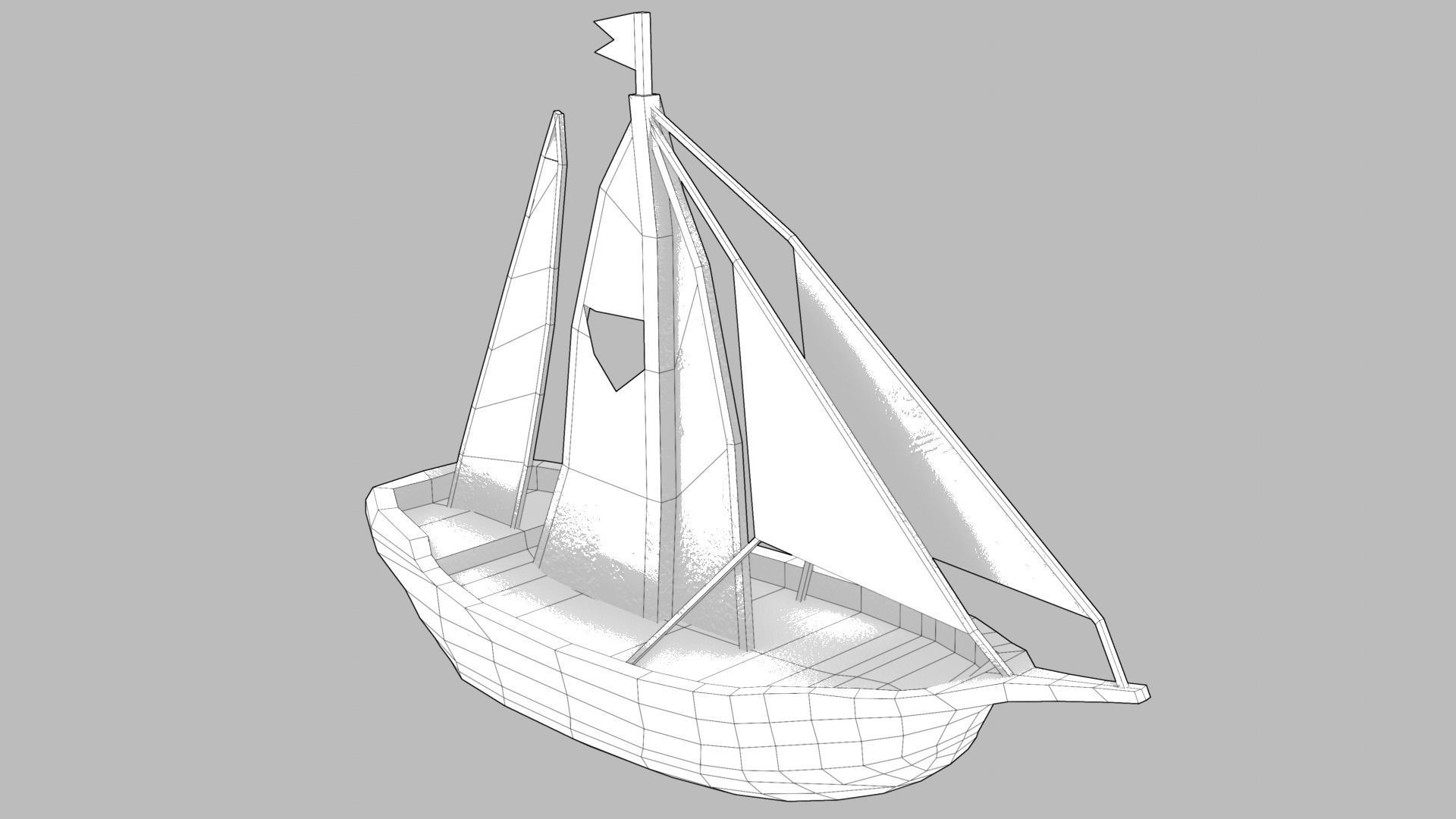 Realistic PBR low poly Brig Low-poly 3d model sailboat in oce... Low-poly 3D model_6