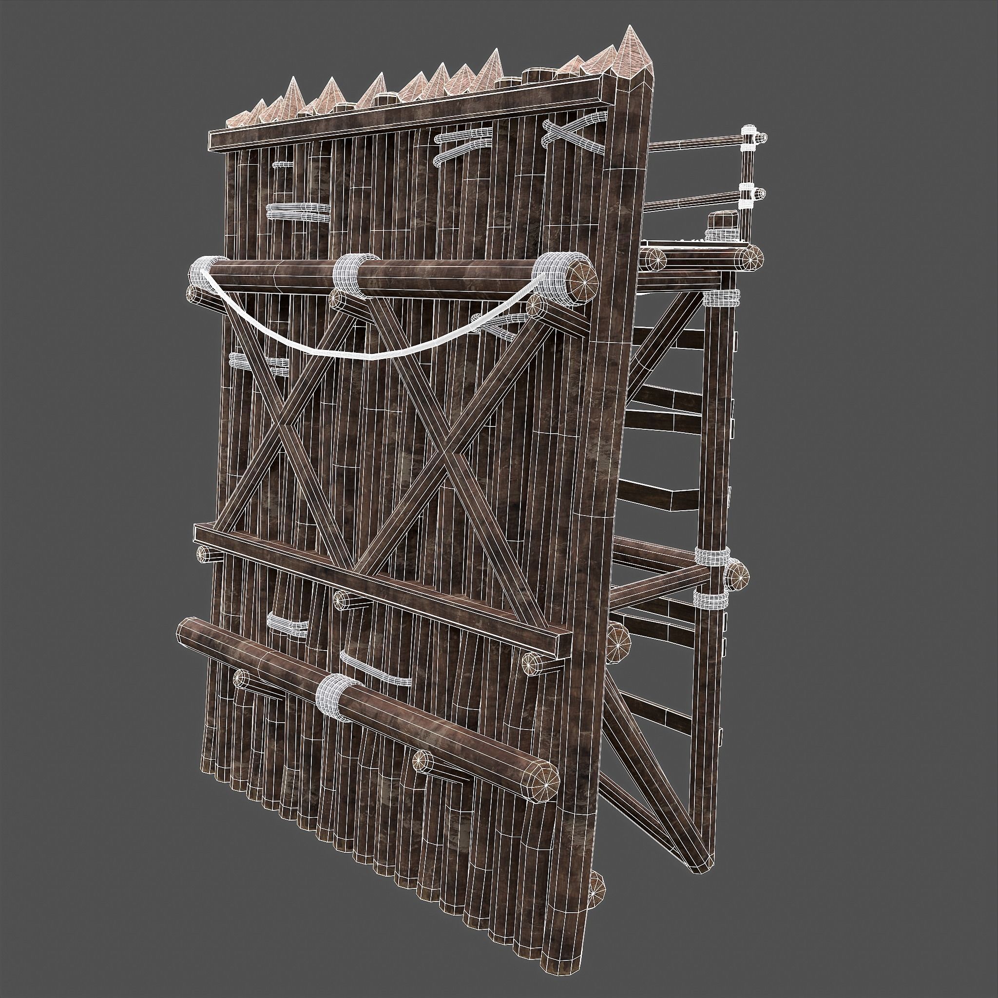 Medieval Style Guarded Modular Walls Low-poly 3D model_78