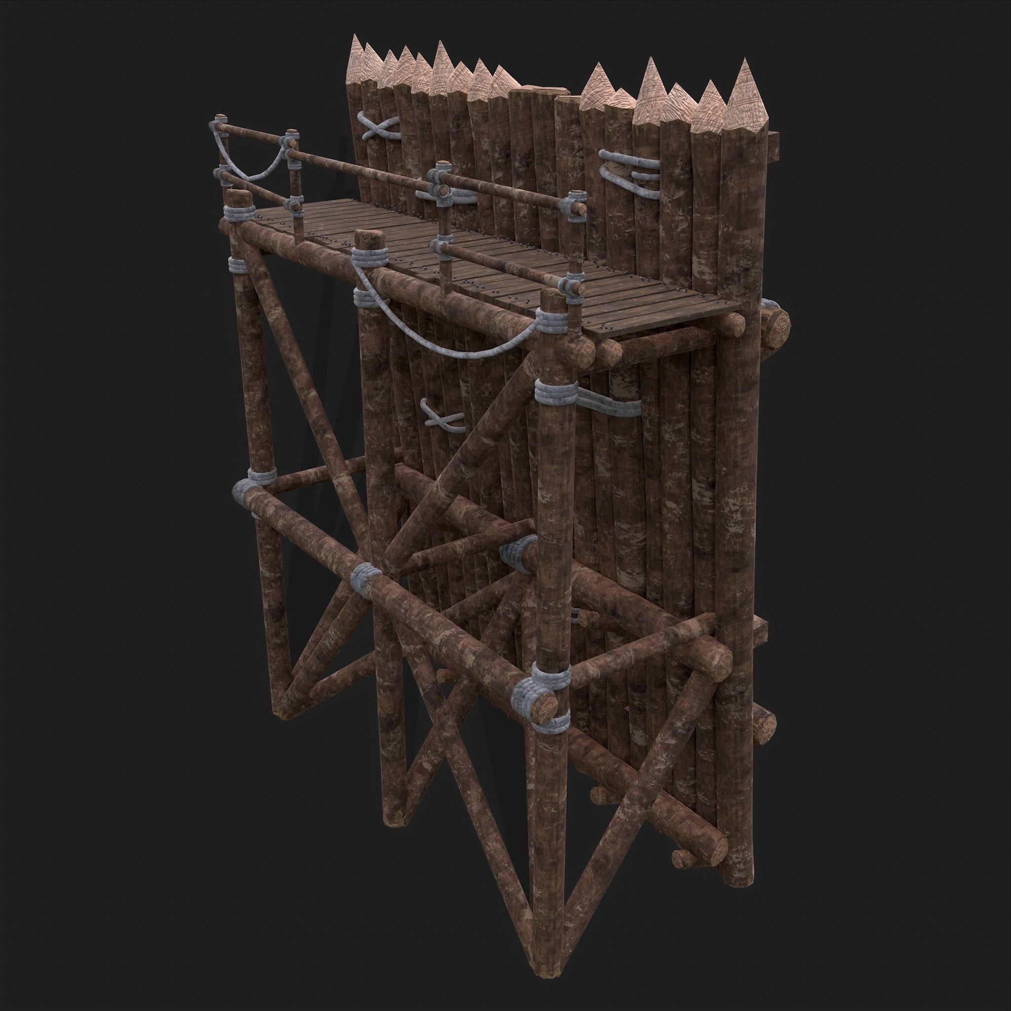 Medieval Style Guarded Modular Walls Low-poly 3D model_66