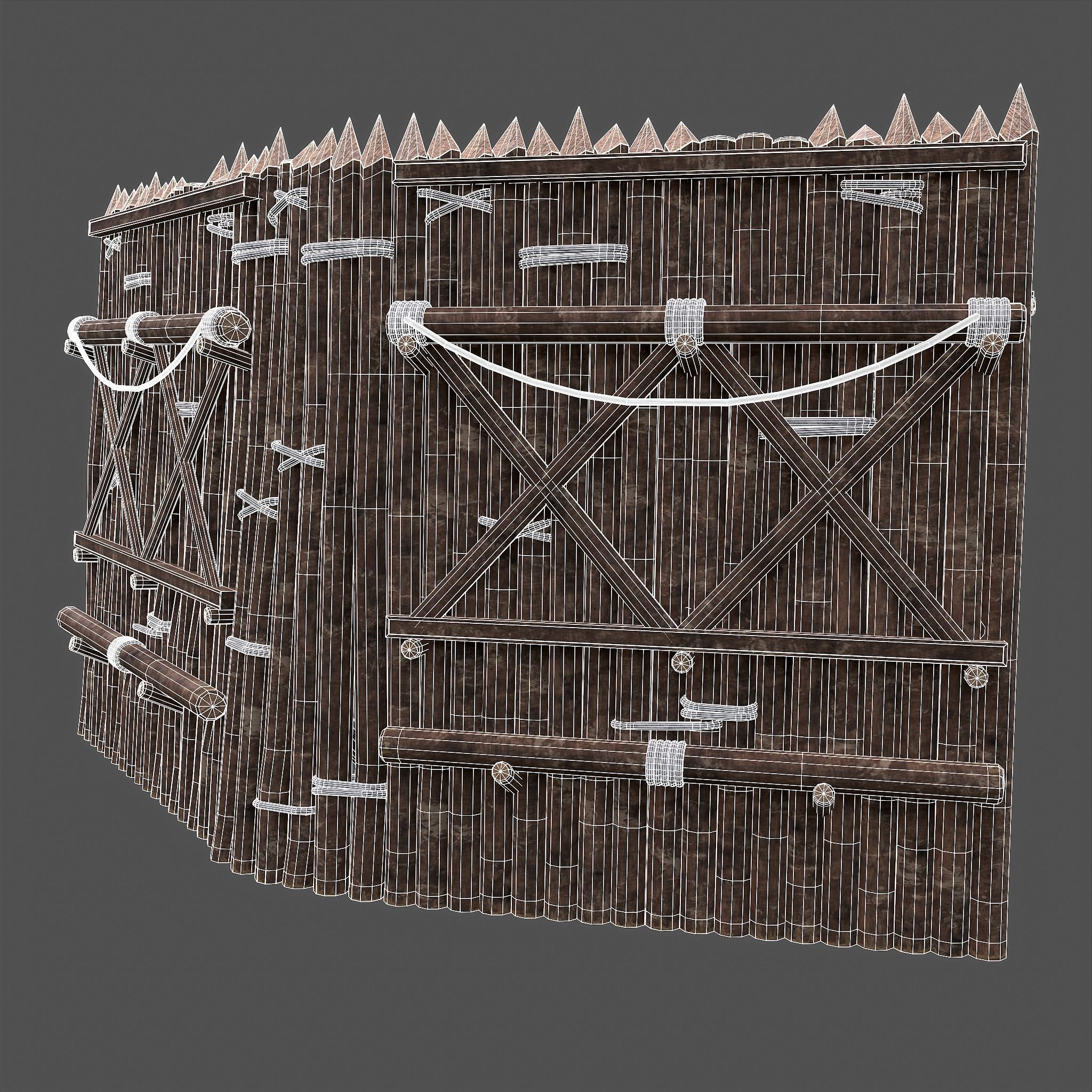 Medieval Style Guarded Modular Walls Low-poly 3D model_84