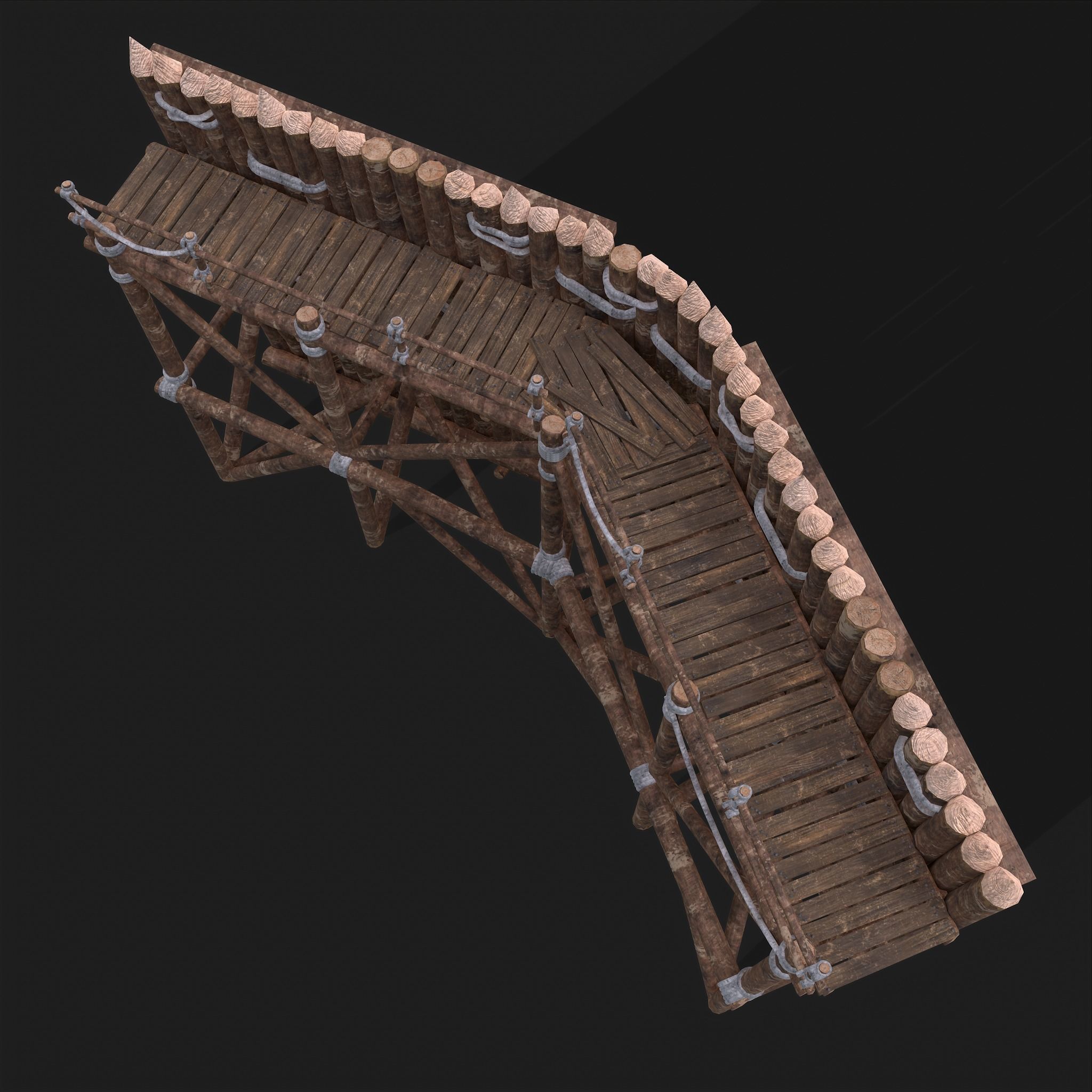 Medieval Style Guarded Modular Walls Low-poly 3D model_58