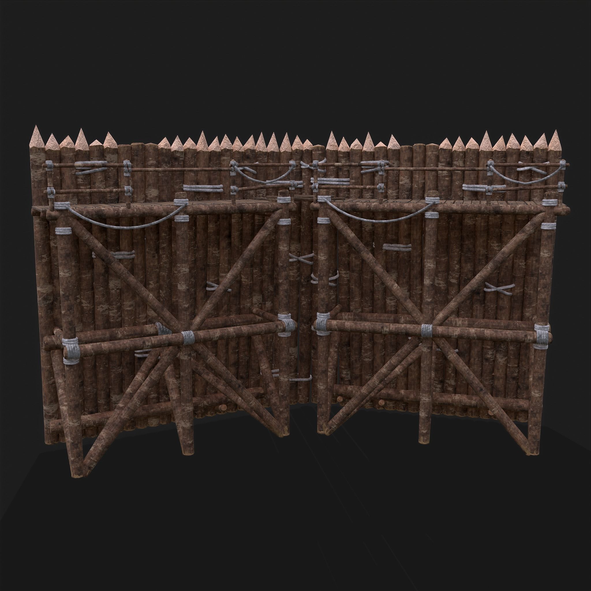 Medieval Style Guarded Modular Walls Low-poly 3D model_40