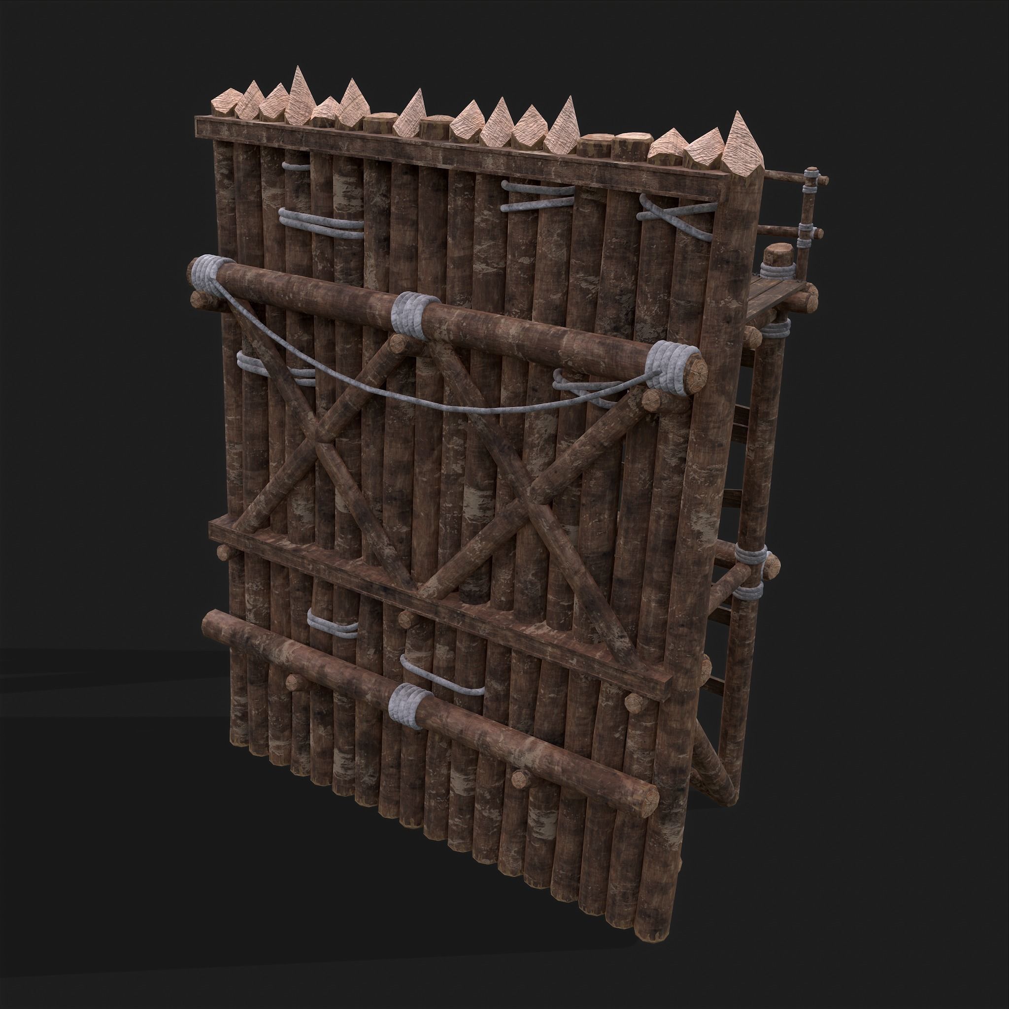 Medieval Style Guarded Modular Walls Low-poly 3D model_22