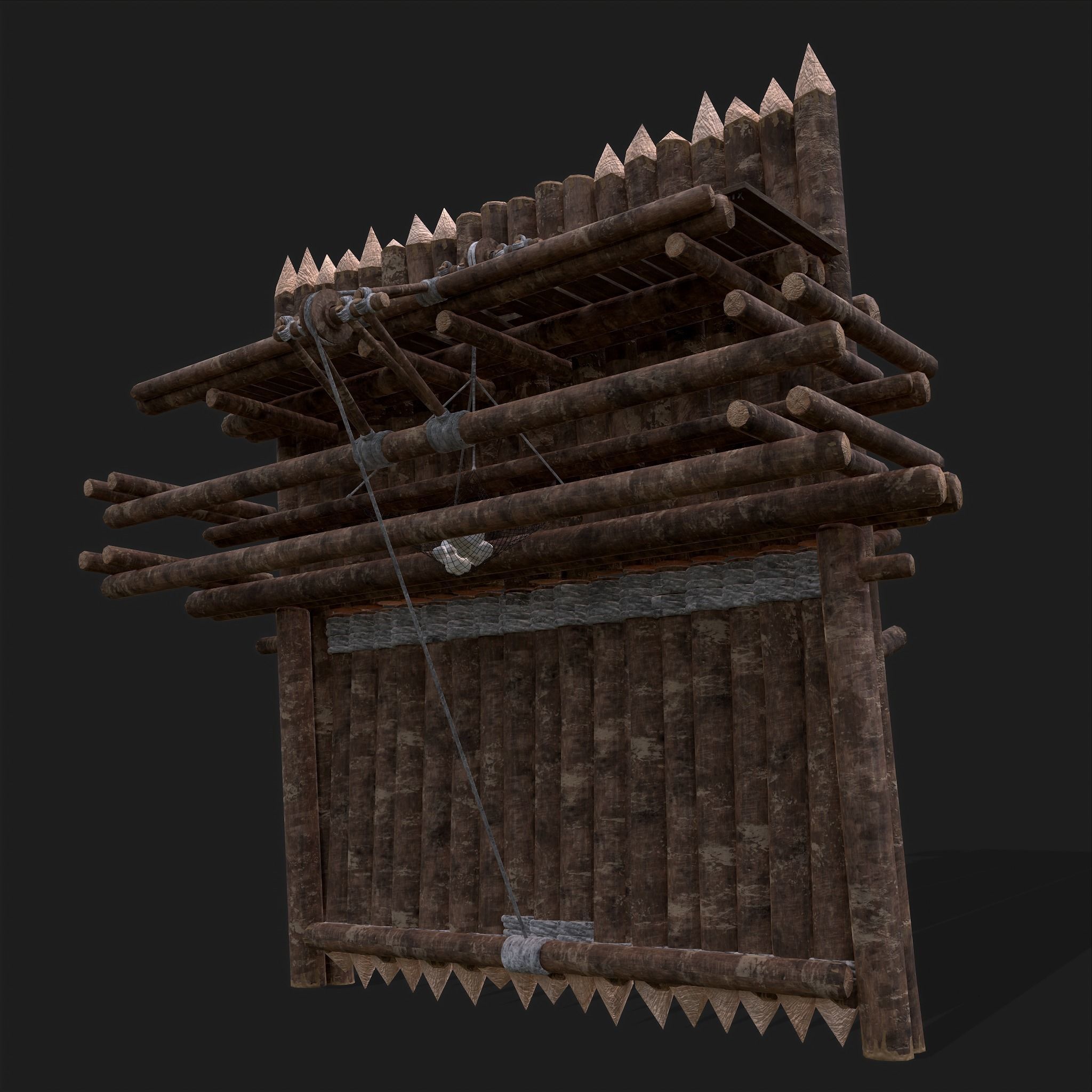 Medieval Style Guarded Modular Walls Low-poly 3D model_65