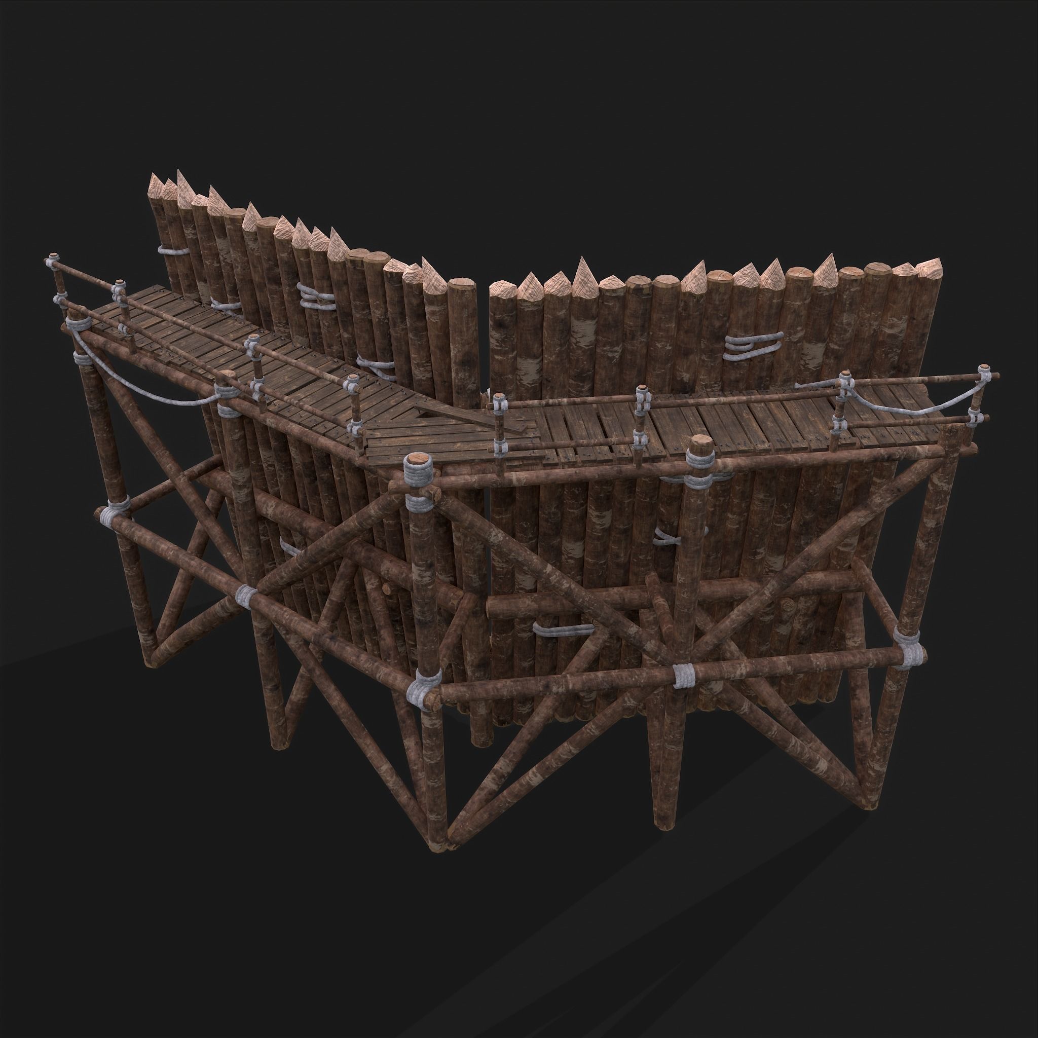 Medieval Style Guarded Modular Walls Low-poly 3D model_31