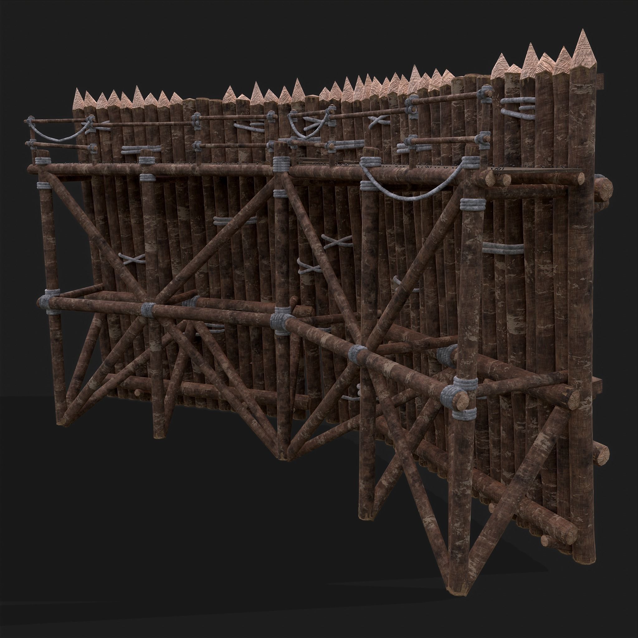 Medieval Style Guarded Modular Walls Low-poly 3D model_44