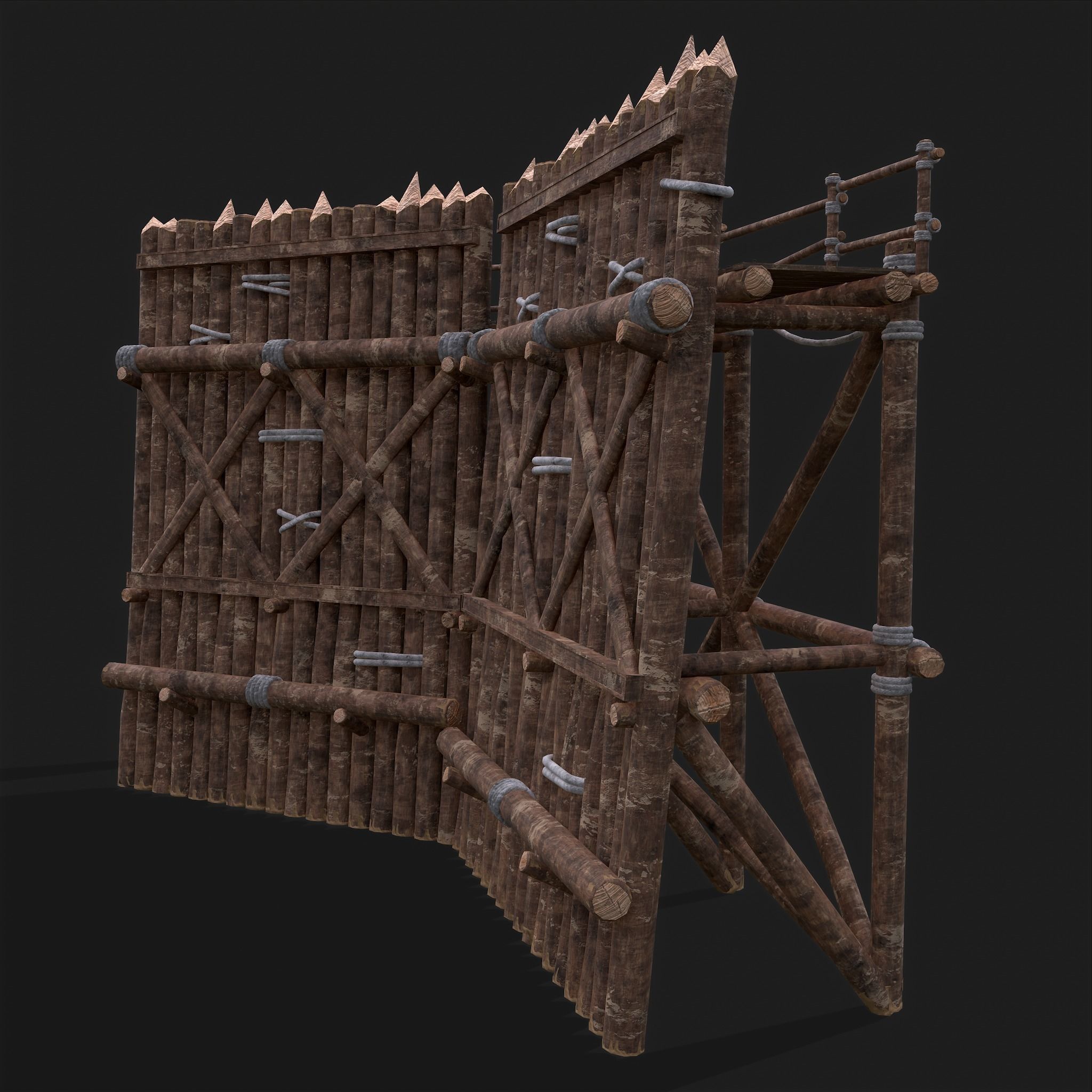 Medieval Style Guarded Modular Walls Low-poly 3D model_33