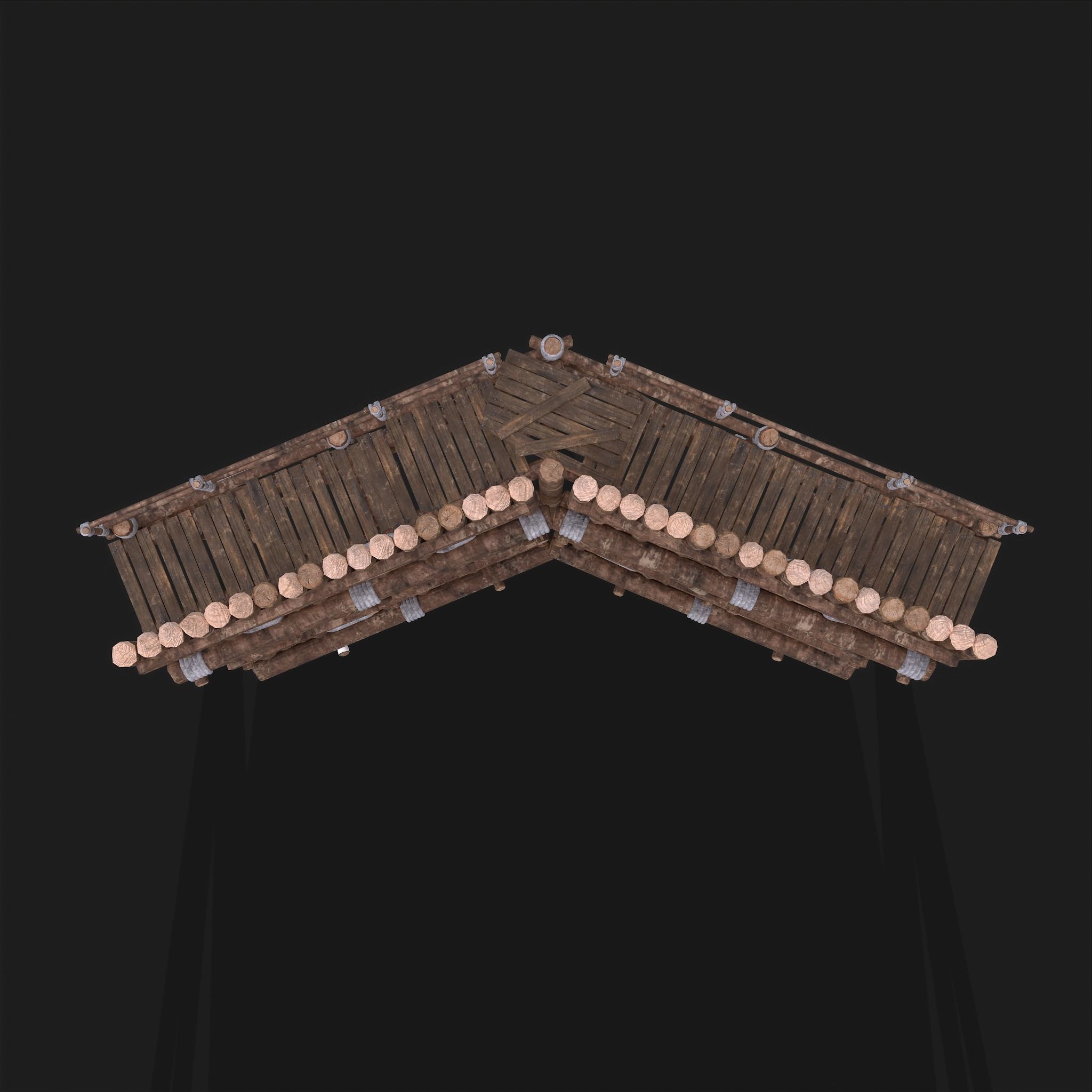 Medieval Style Guarded Modular Walls Low-poly 3D model_26