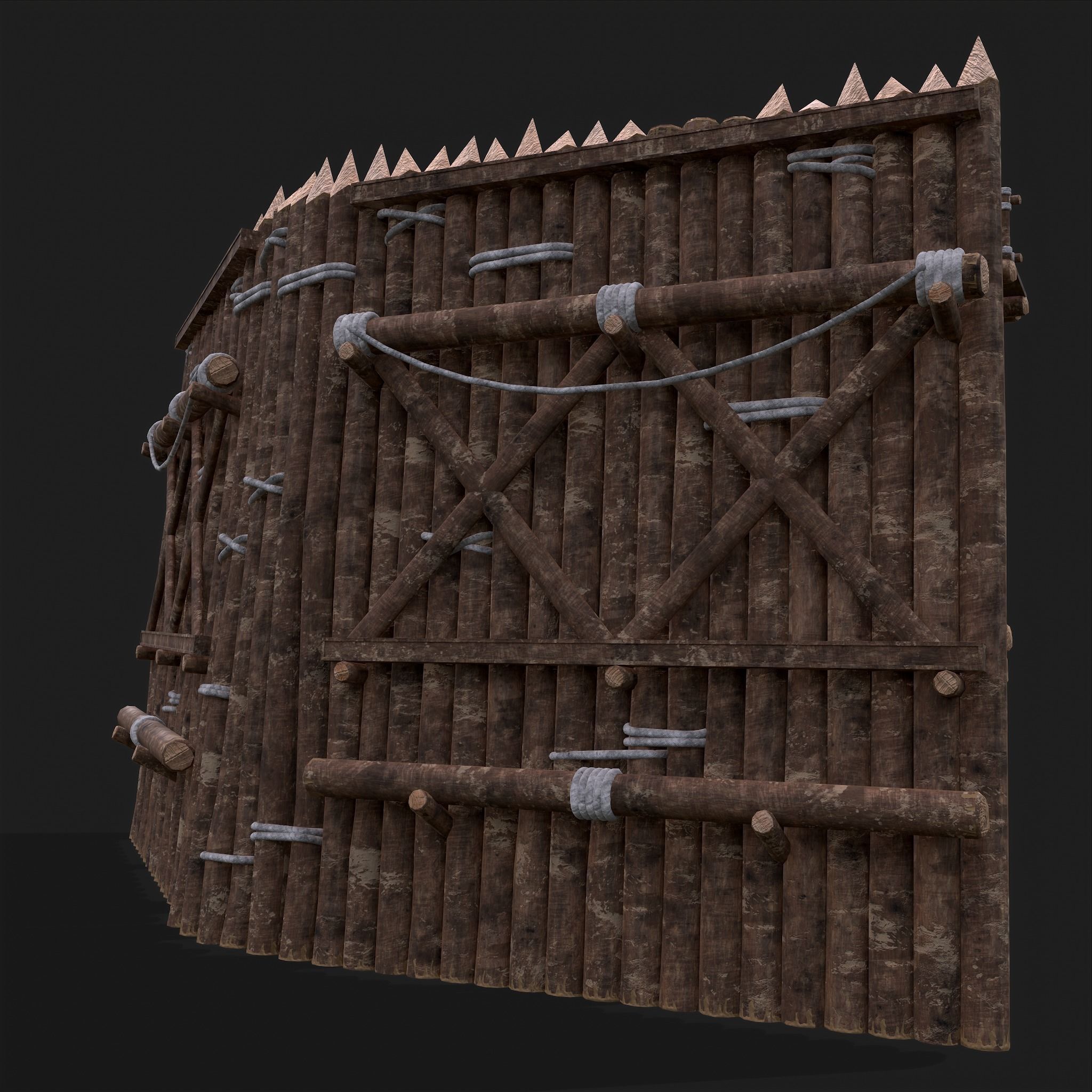 Medieval Style Guarded Modular Walls Low-poly 3D model_50