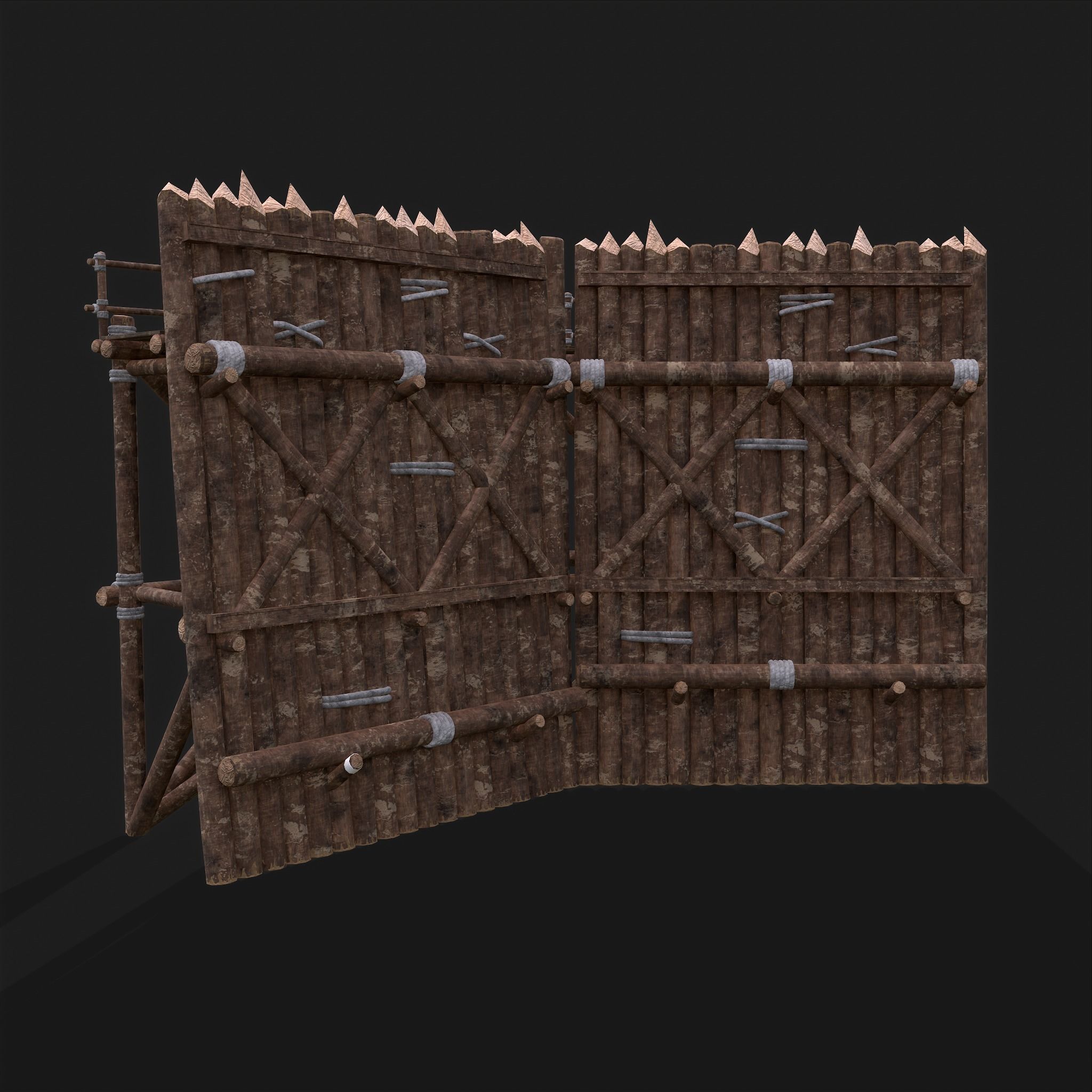 Medieval Style Guarded Modular Walls Low-poly 3D model_12