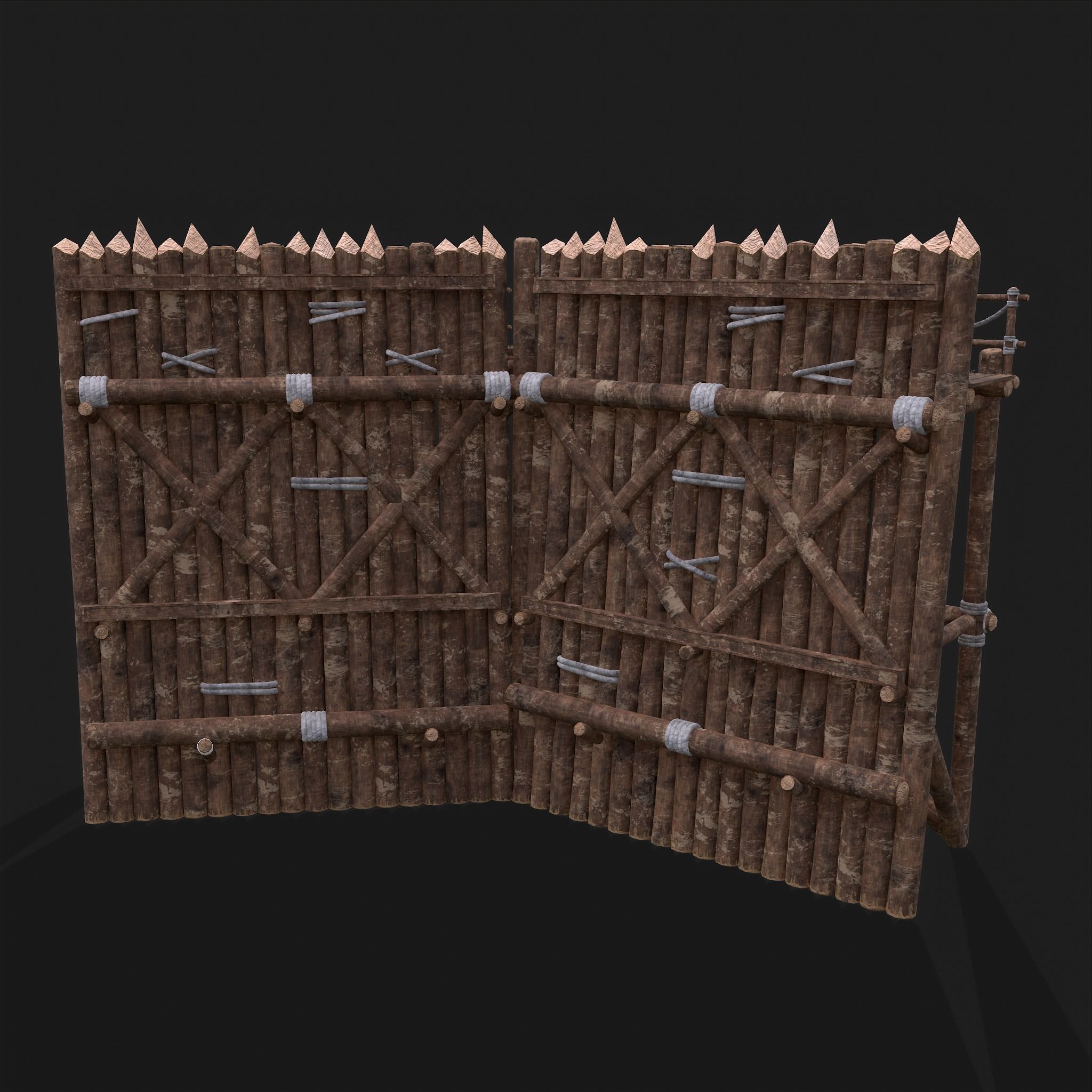 Medieval Style Guarded Modular Walls Low-poly 3D model_25